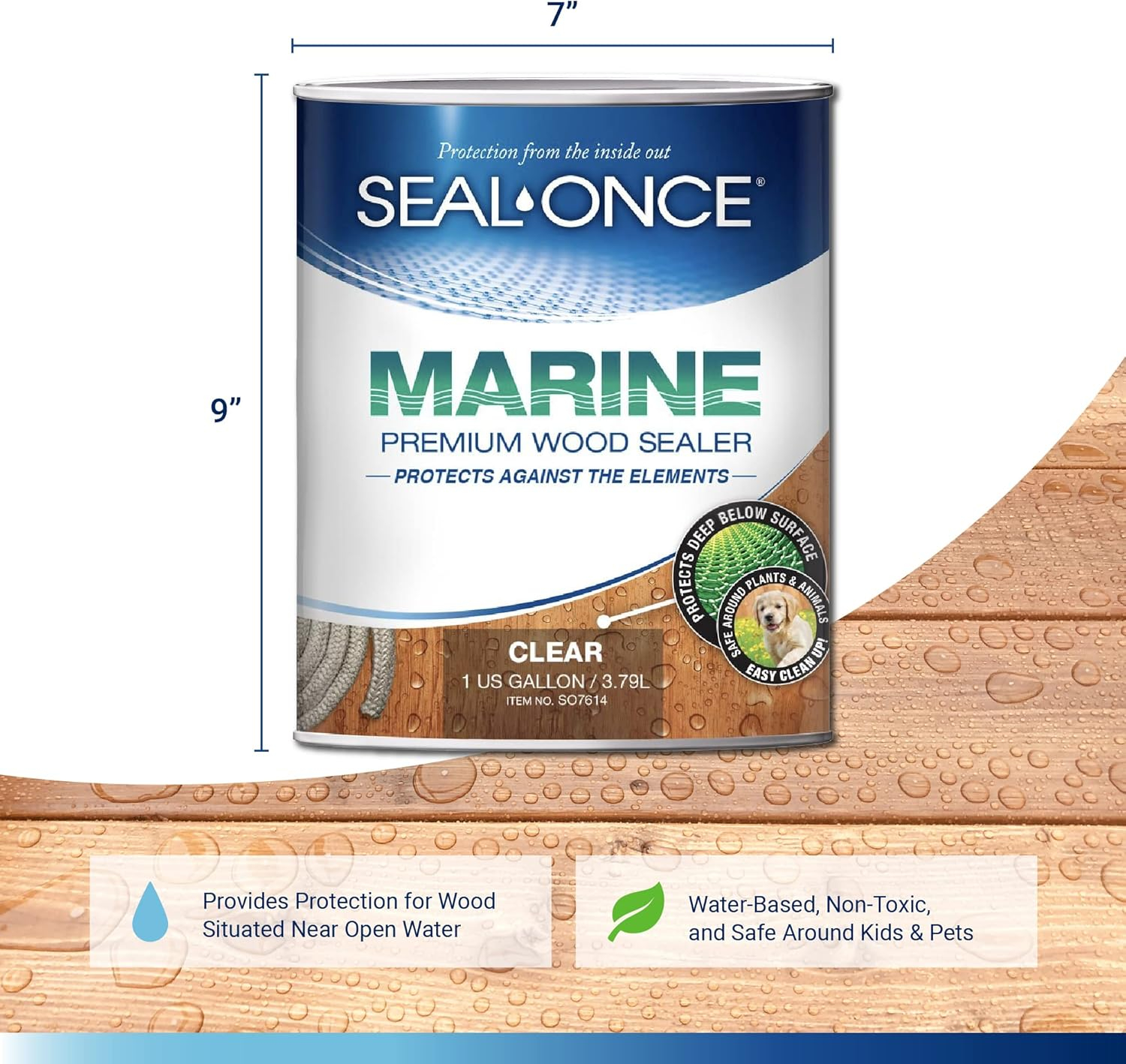 Seal Once MARINE Clear Premium Wood Sealer, 1 Gallon