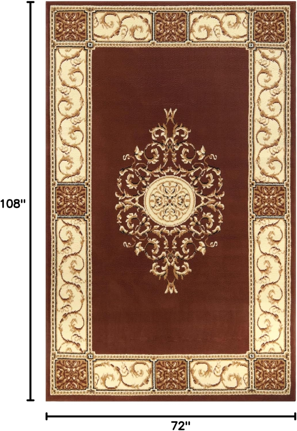 Superior Classic Elegant Floral Medallion Power-Loomed Indoor Area Rug, Toffee, 6' x 9'