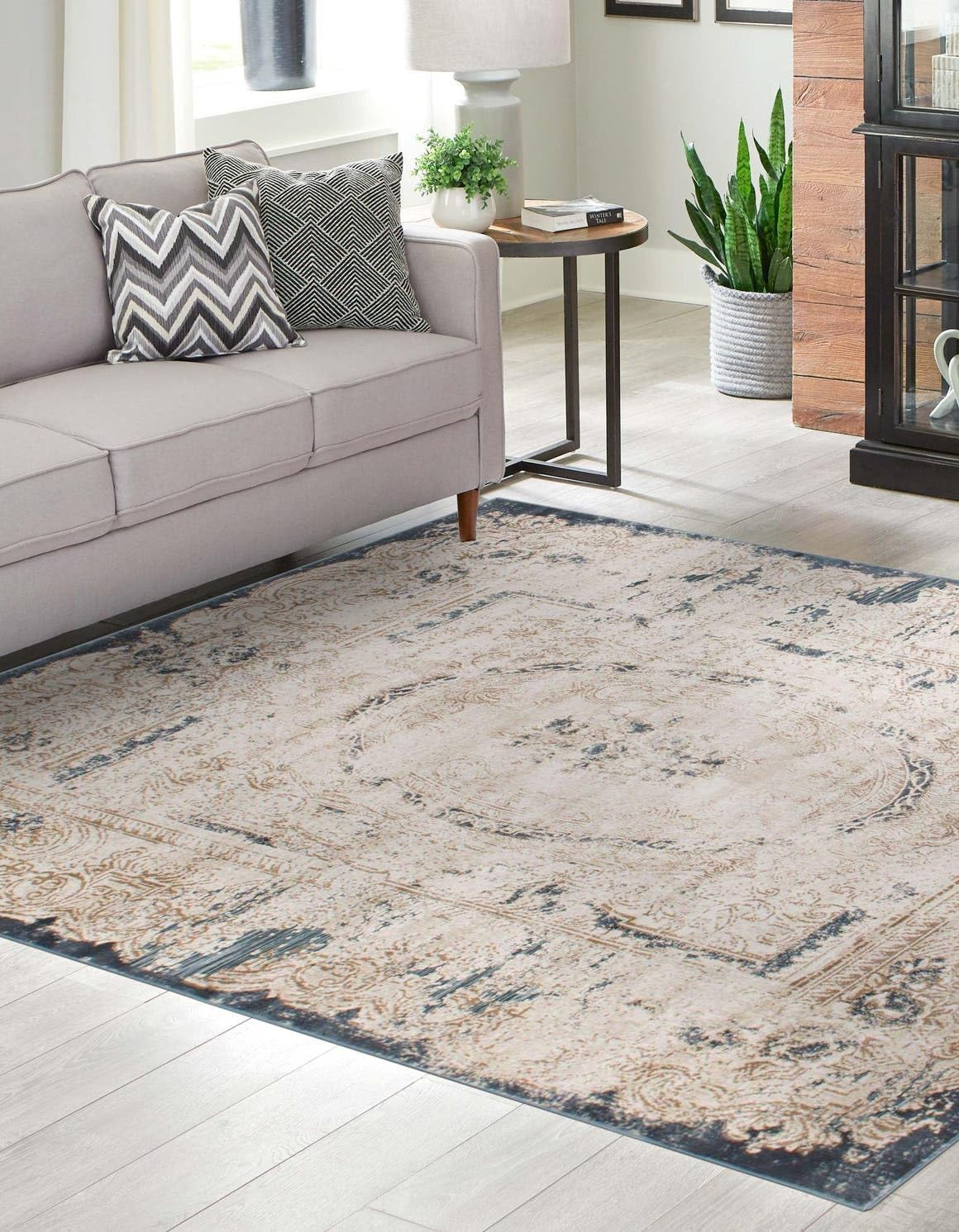 Unique Loom Chateau Collection Area Rug - Adams (7' 1" Square Cream/Brown)