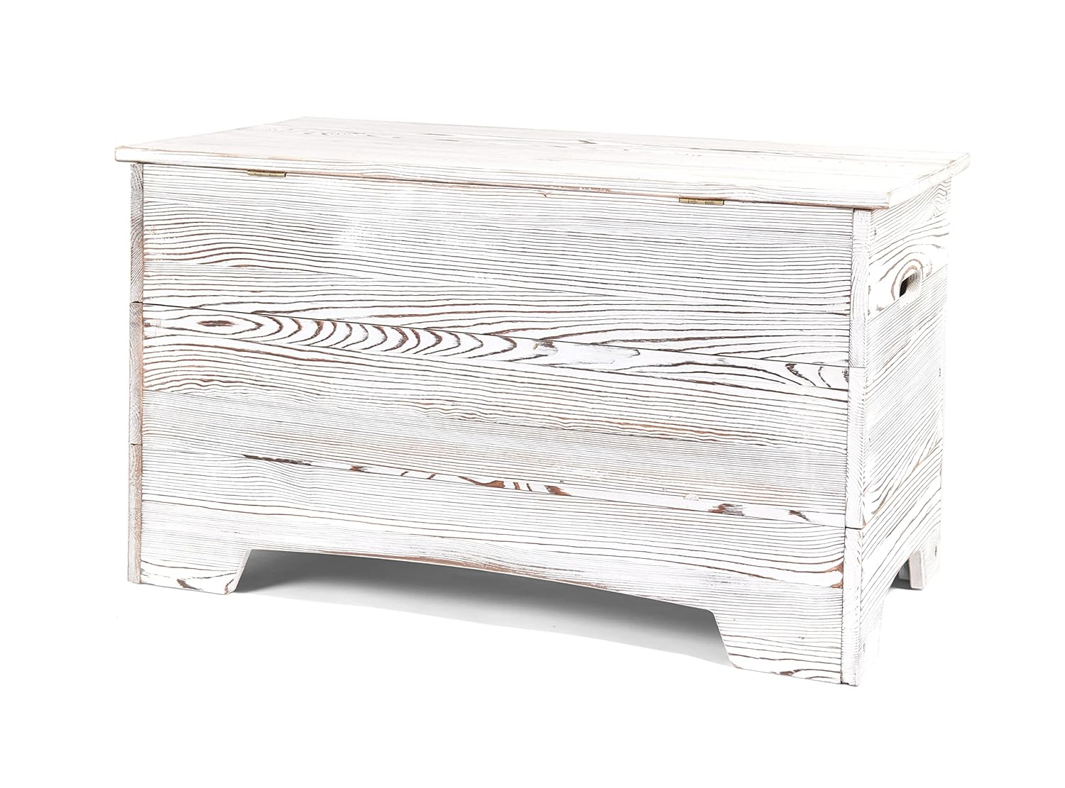 Vintage Gray Solid Wood Rustic Toy Box with Distressed Finish