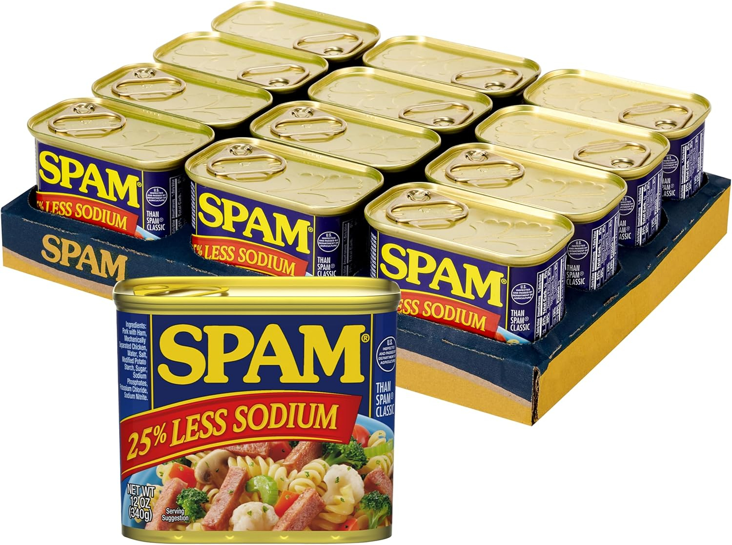 SPAM Less Sodium 12 Oz Canned Meat Pack