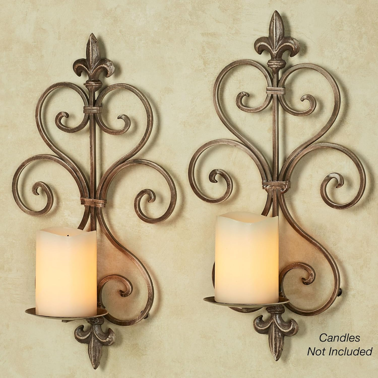 Charles Antique Gold Fleur De Lis Metal Wall Sconce Set