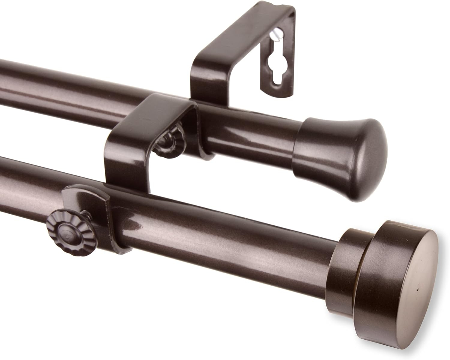 Rod Desyne Topper 3/4 inch Dia. 48-84"-Cocoa Double Curtain Rod Set