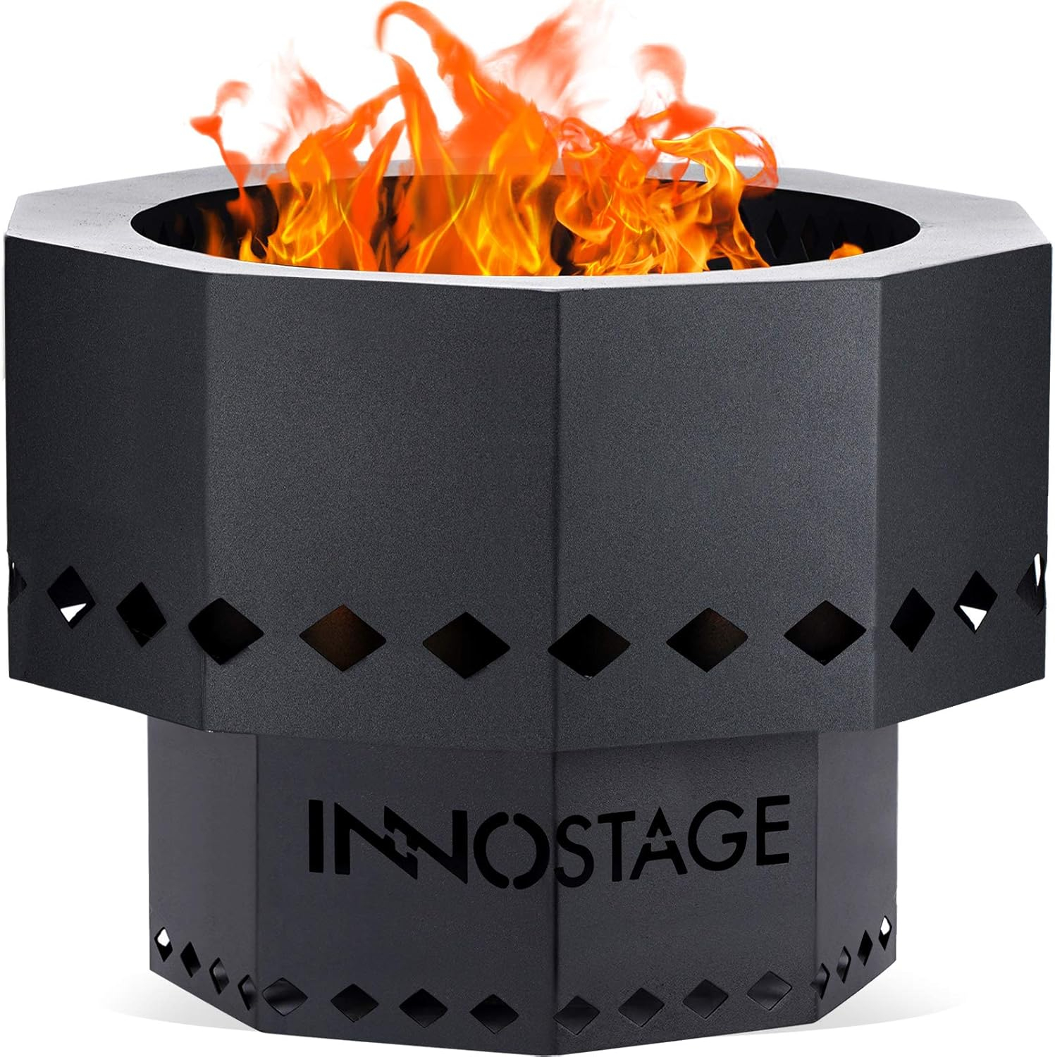 INNO STAGE Patented Smokeless Fire Pit, 13 Inch Low Smoke Camping Stove Outdoor Wood Pellet Burning Spark Portable Carrying Bag, Firepit Grill Bowl of Fireplace Picnic Camping Cooking on Beach - S