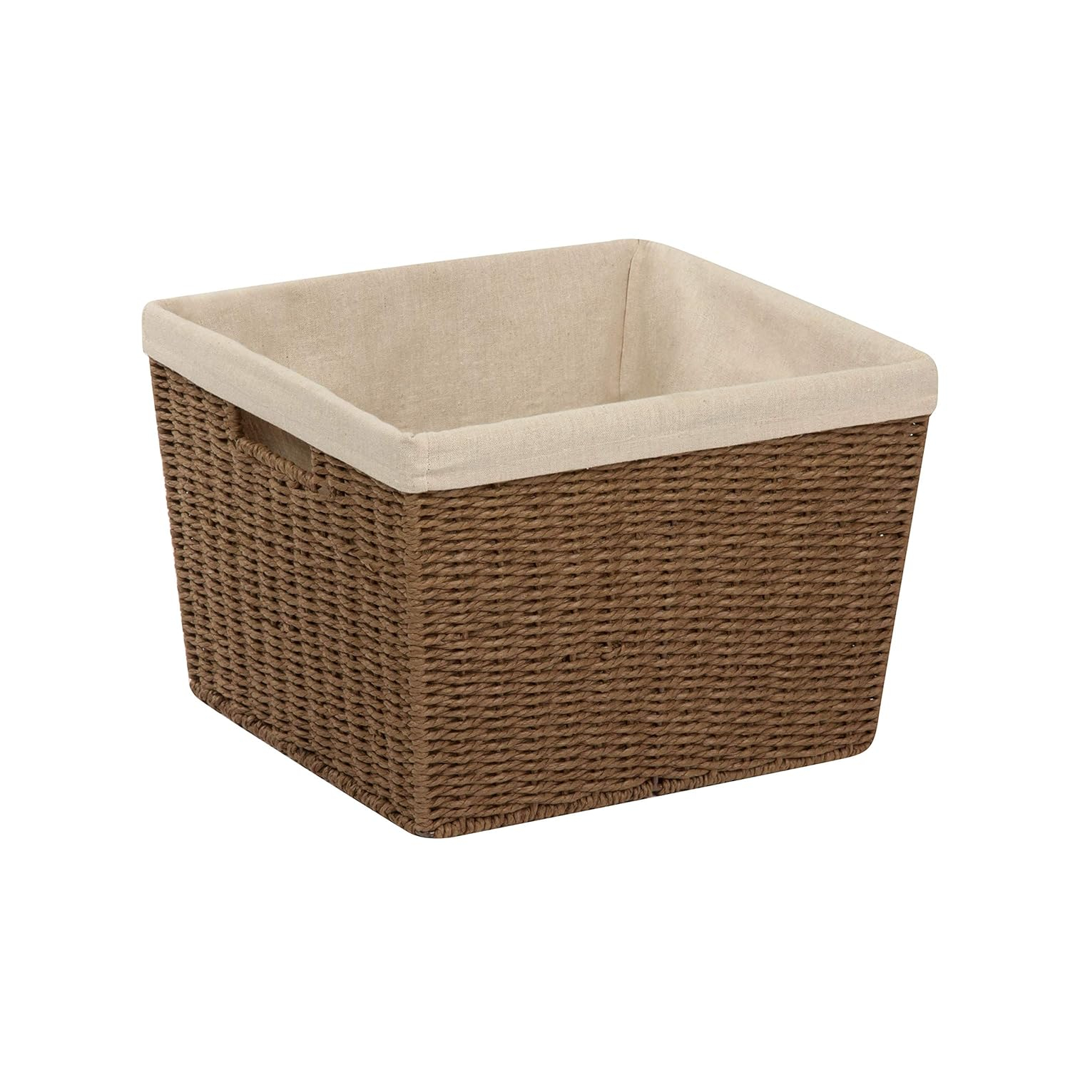 Honey-Can-Do Paper Rope and Steel Large Storage Basket with Liner, Brown/Natural