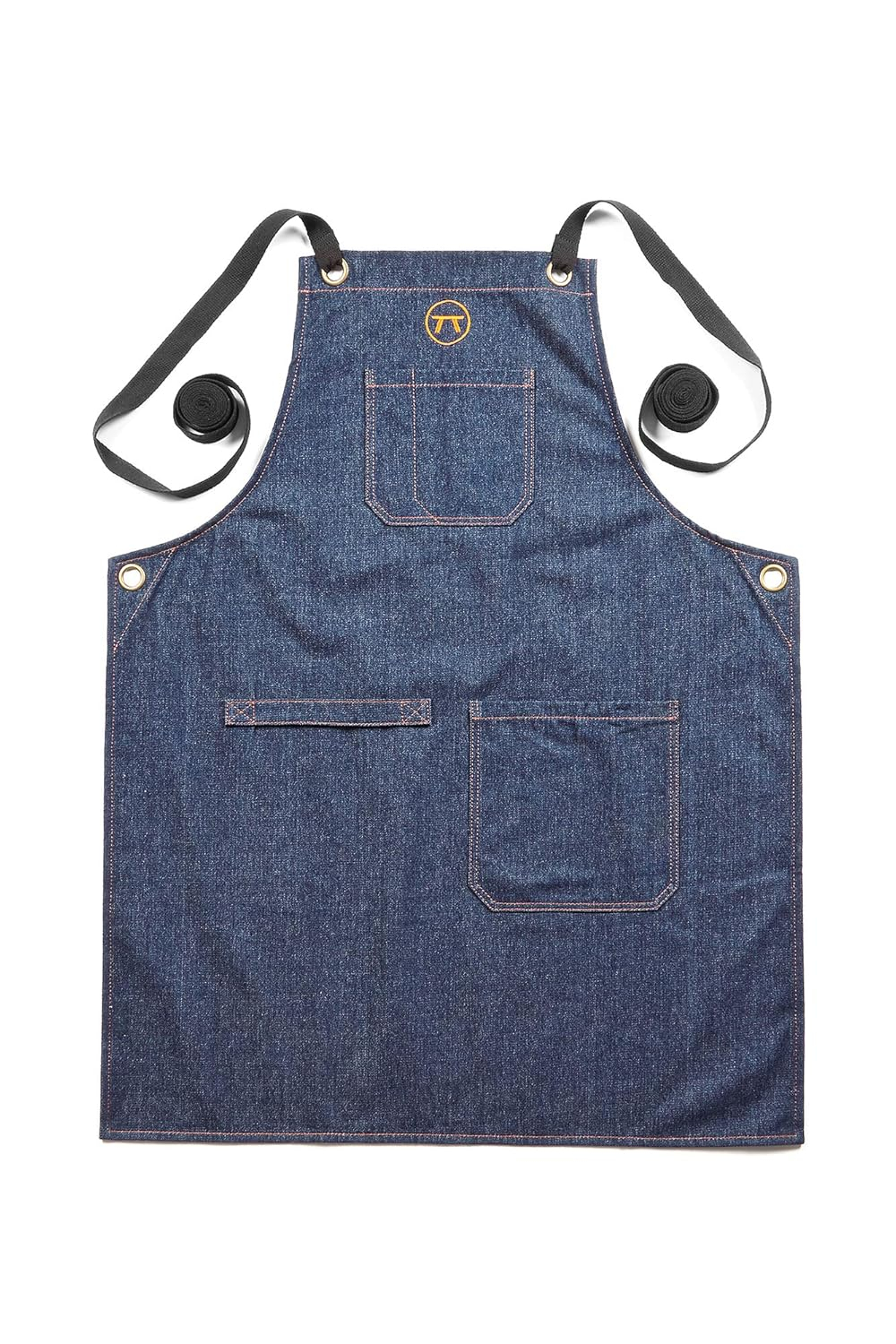 Outset Grill and Kitchen Apron, Cross Back Blue Denim Apron With Pockets, 27" x 30"