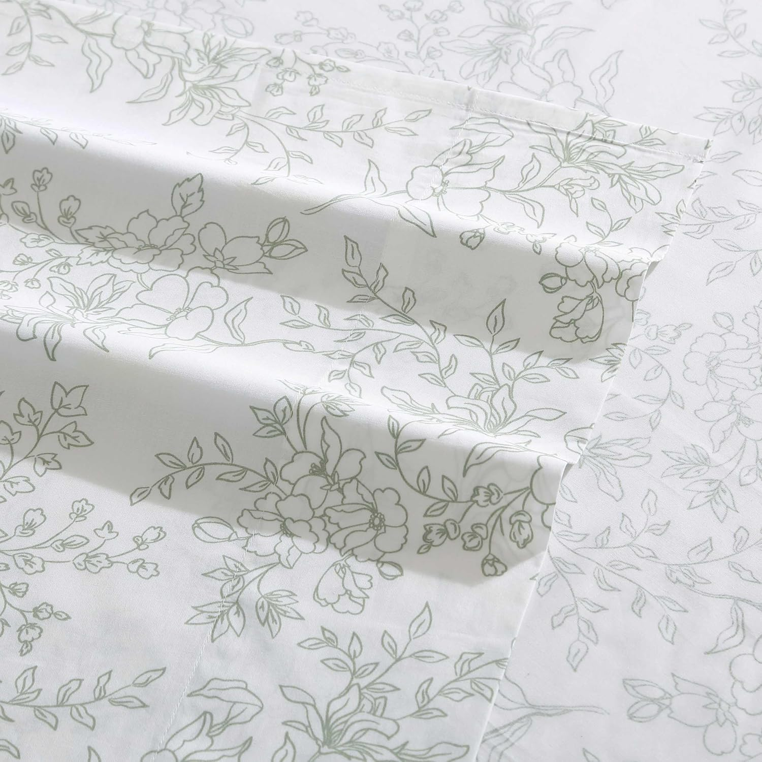 King Blue Cotton Percale Floral Deep Pocket Sheet Set