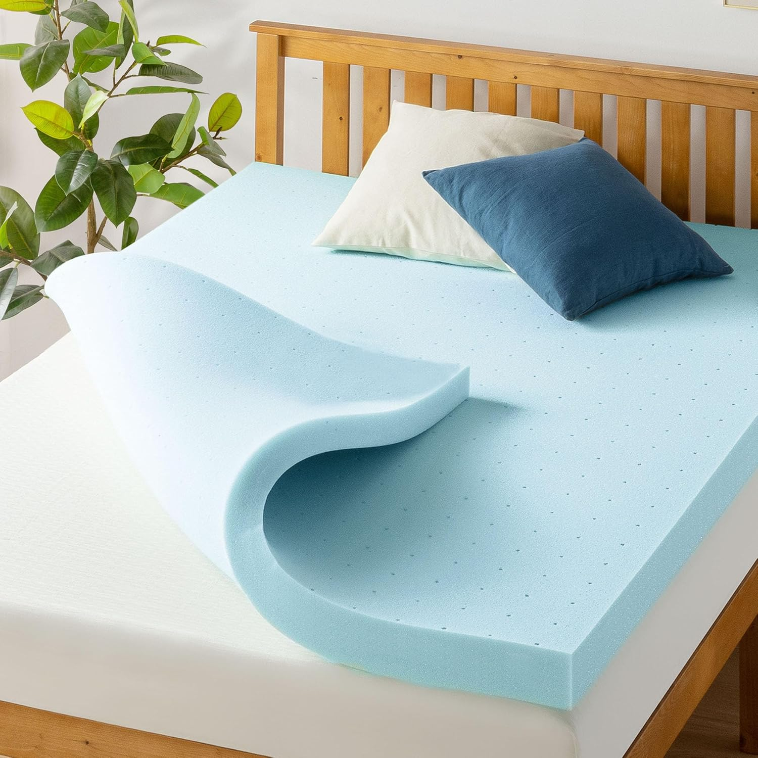 Twin XL Blue Gel-Infused Memory Foam Mattress Topper