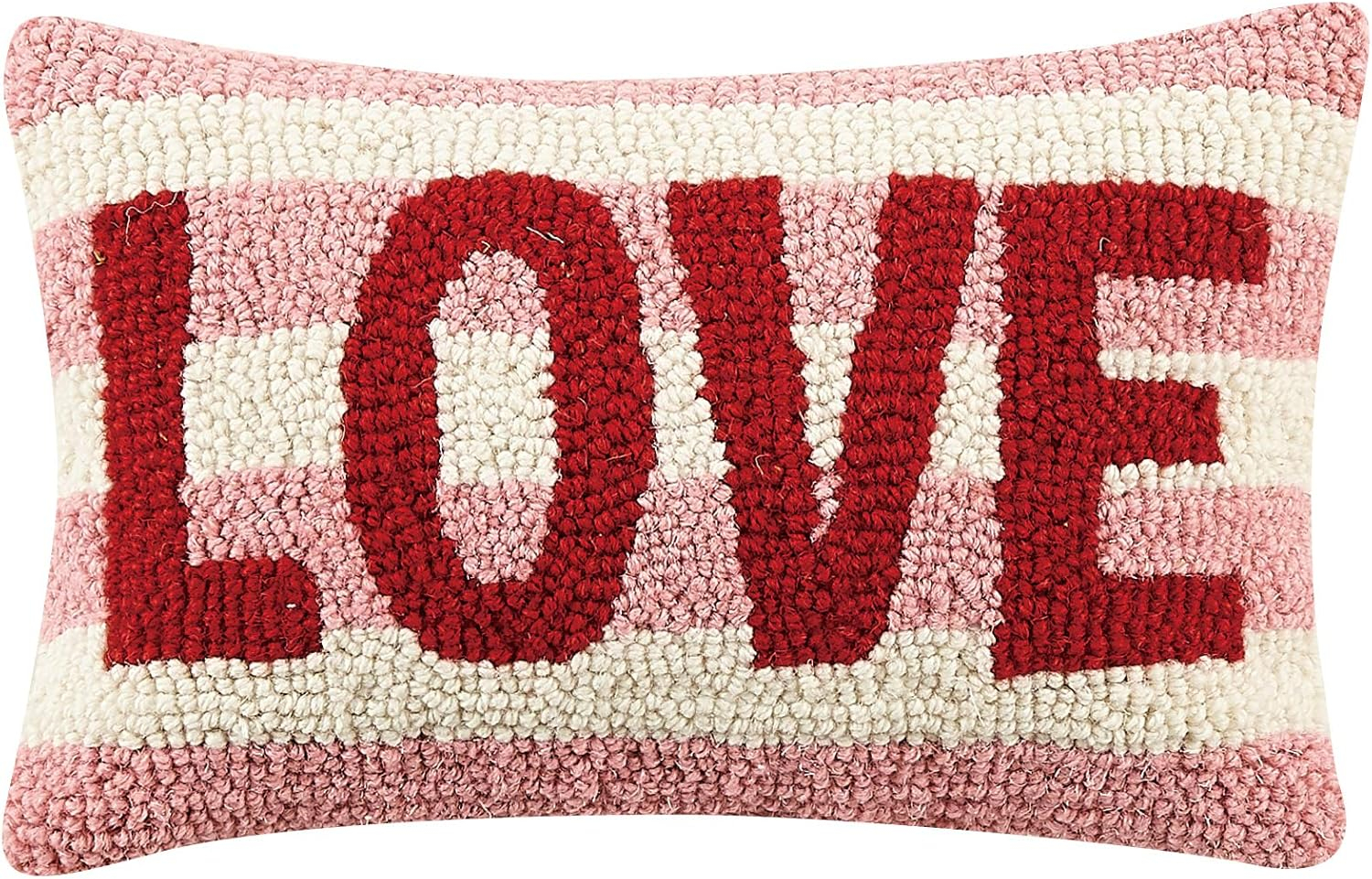 Rectangular Red and Pink Wool Cotton Love Throw Pillow