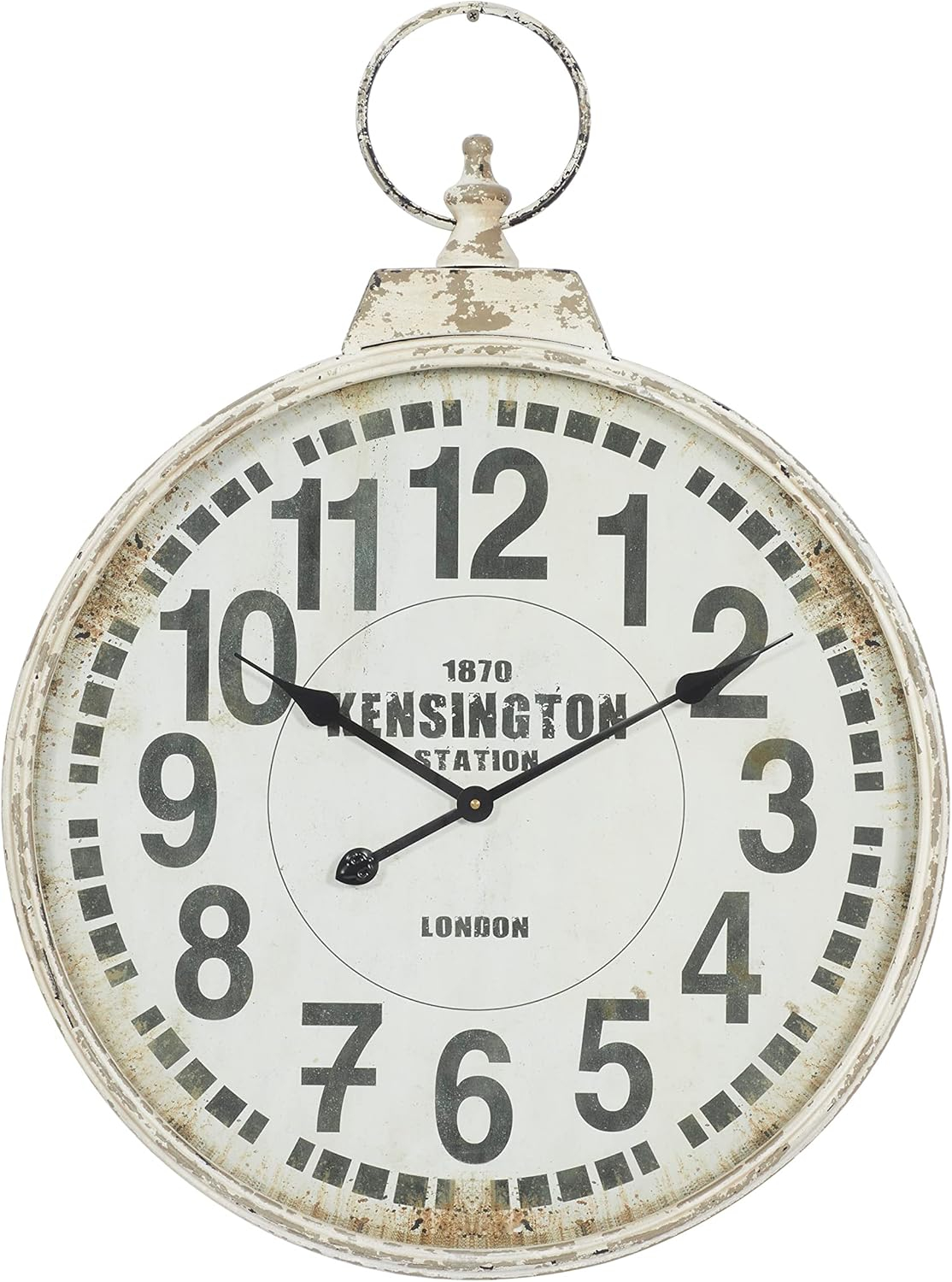 DecMode 19" x 33" Red Metal Pocket Watch Style Wall Clock