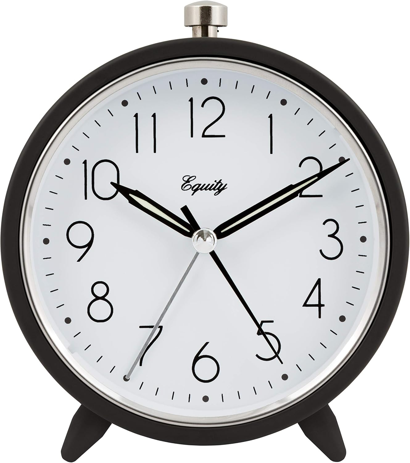 Equity 20091 5-Inch Silent Sweeping Quartz Metal Alarm Clock, Dark Gray