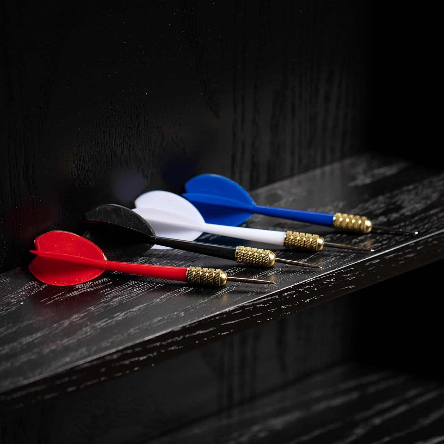 Accudart 12pk Steel Tip Dart Set - 4 Team Colors - White, Blue, Red, Black - Steel Barrels - Multi Use - One Piece Construction