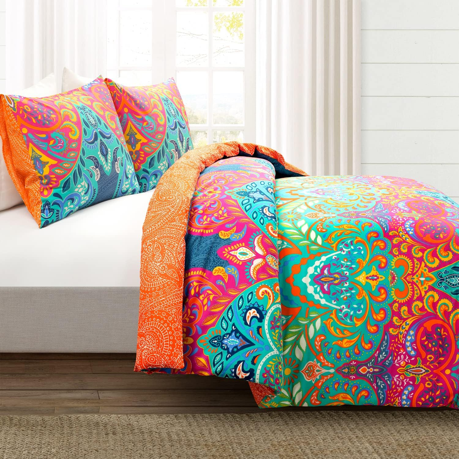 Lush Decor Boho Chic Duvet Cover - Turquoise/Navy - Full/Queen