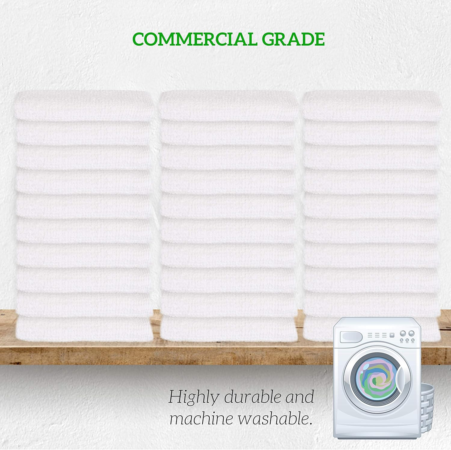 GREEN LIFESTYLE Terry Towels, White Rags, Bar Towels 100% Cotton Absorbent and Durable, Multipurpose Cleaning Rags, Cotton Cleaning Rags, Kitchen Rags, Reusable Shop Rags (14”x17”, Pack of 60)