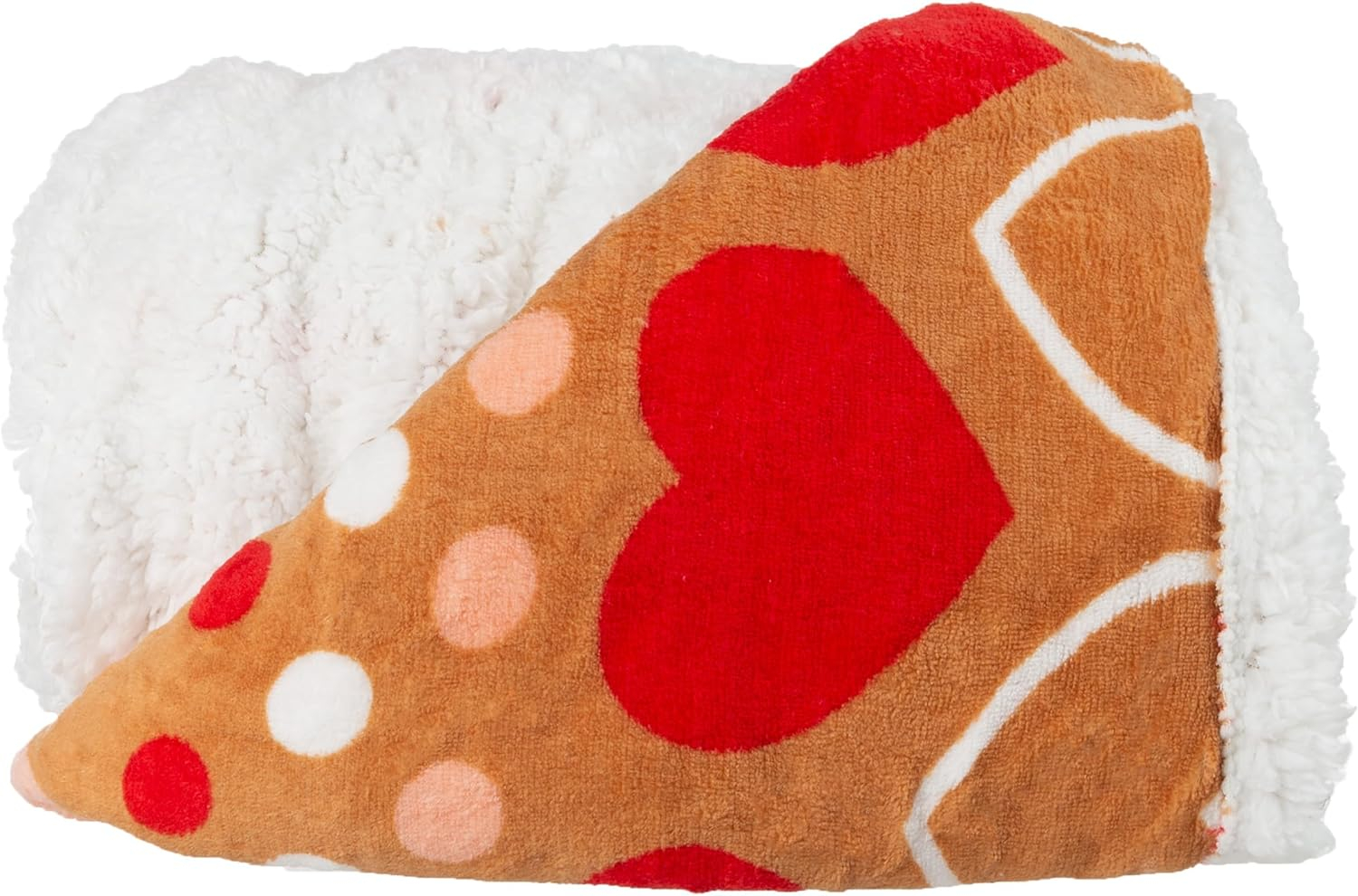 Cozy Reversible Sherpa Fleece Throw Blanket with Red Hearts