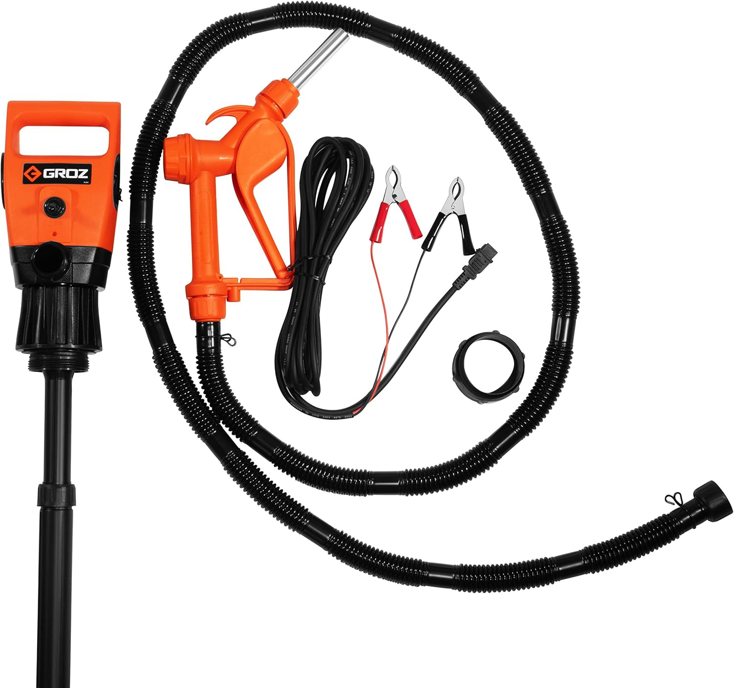 GROZ Electric Drum Pump | 12V DC | Adjustable 33.5-49" Tube for 55 Gal Drums | Multi-Fluid Transfer (45503)
