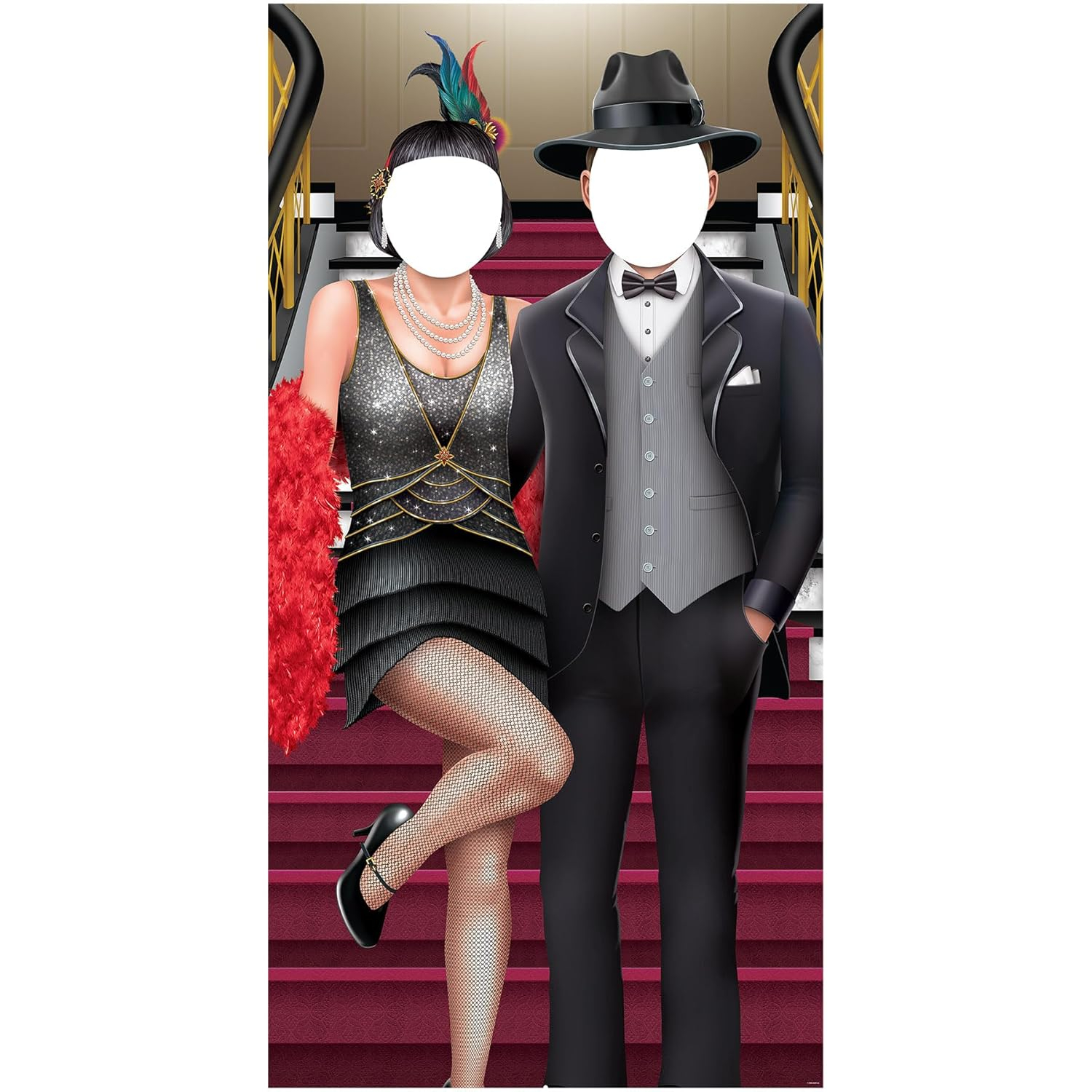 Roaring 20's Couple Photo Prop Stand-Up in Black and White