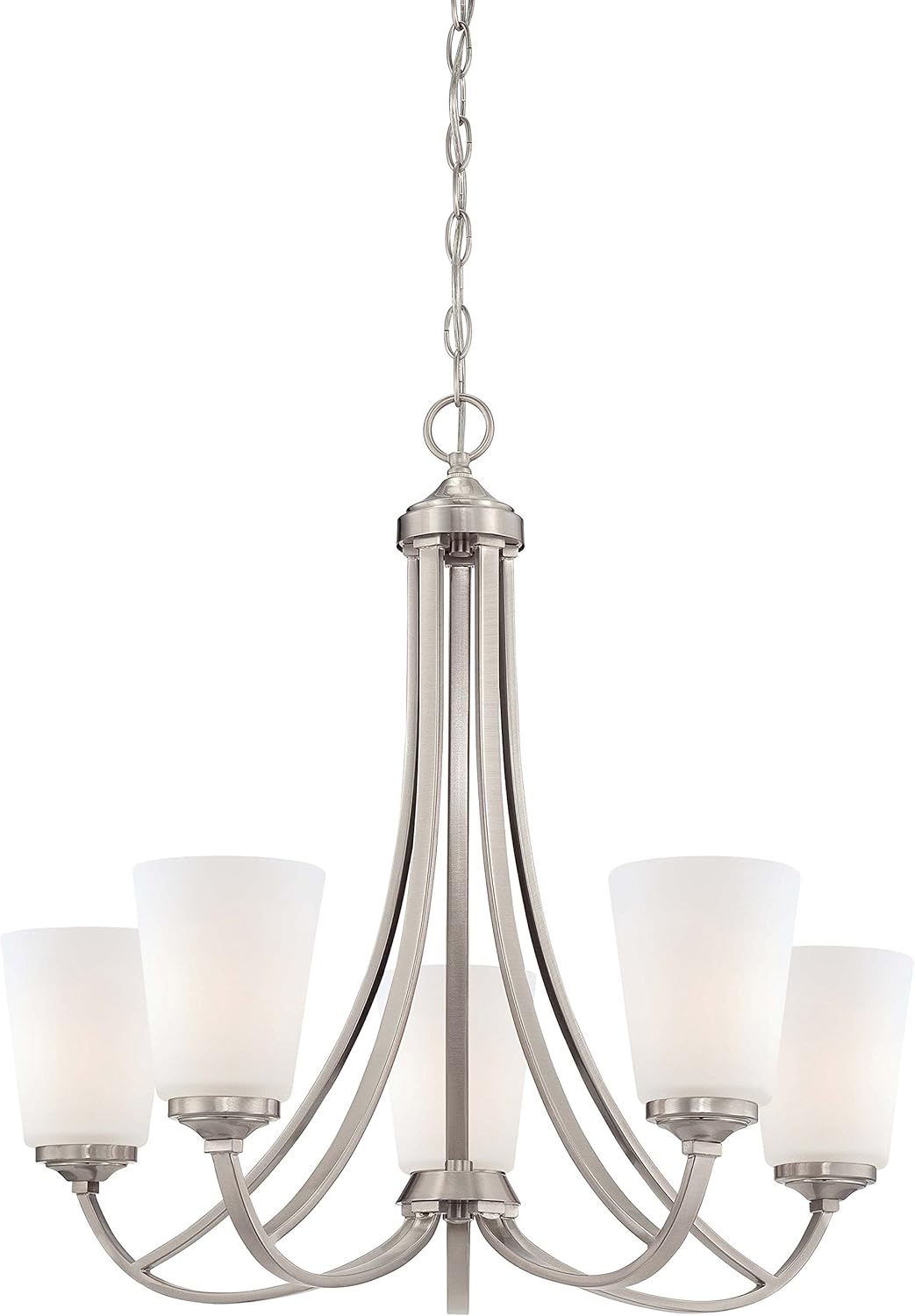 Minka Lavery Chandelier Lighting 4965-84, Overland Park Glass 1 Tier with Shades, 5 Light, Nickel