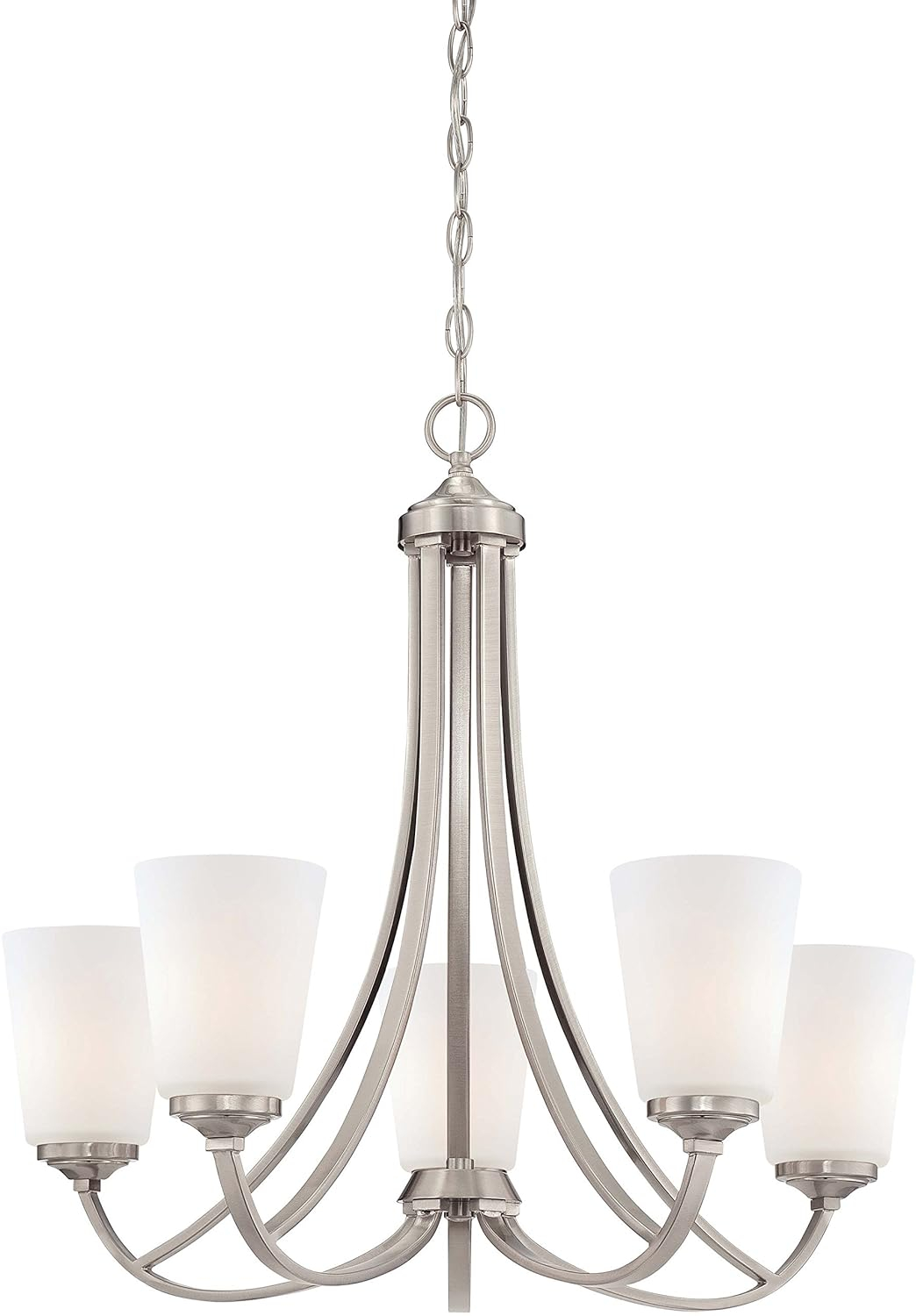 Minka Lavery Chandelier Lighting 4965-84, Overland Park Glass 1 Tier with Shades, 5 Light, Nickel