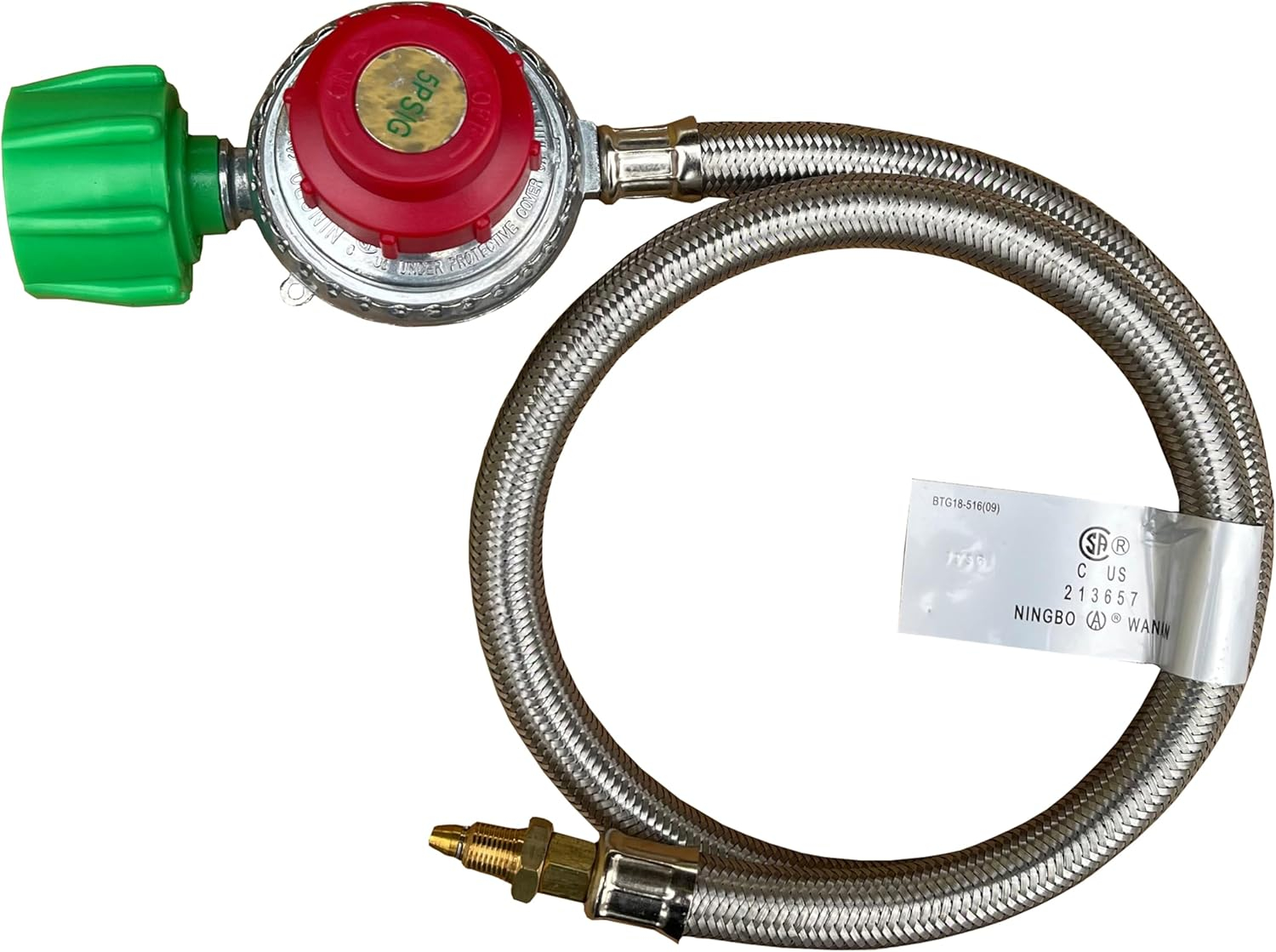 High Pressure Adjustable Stainless Steel Regulator with Braided Hose