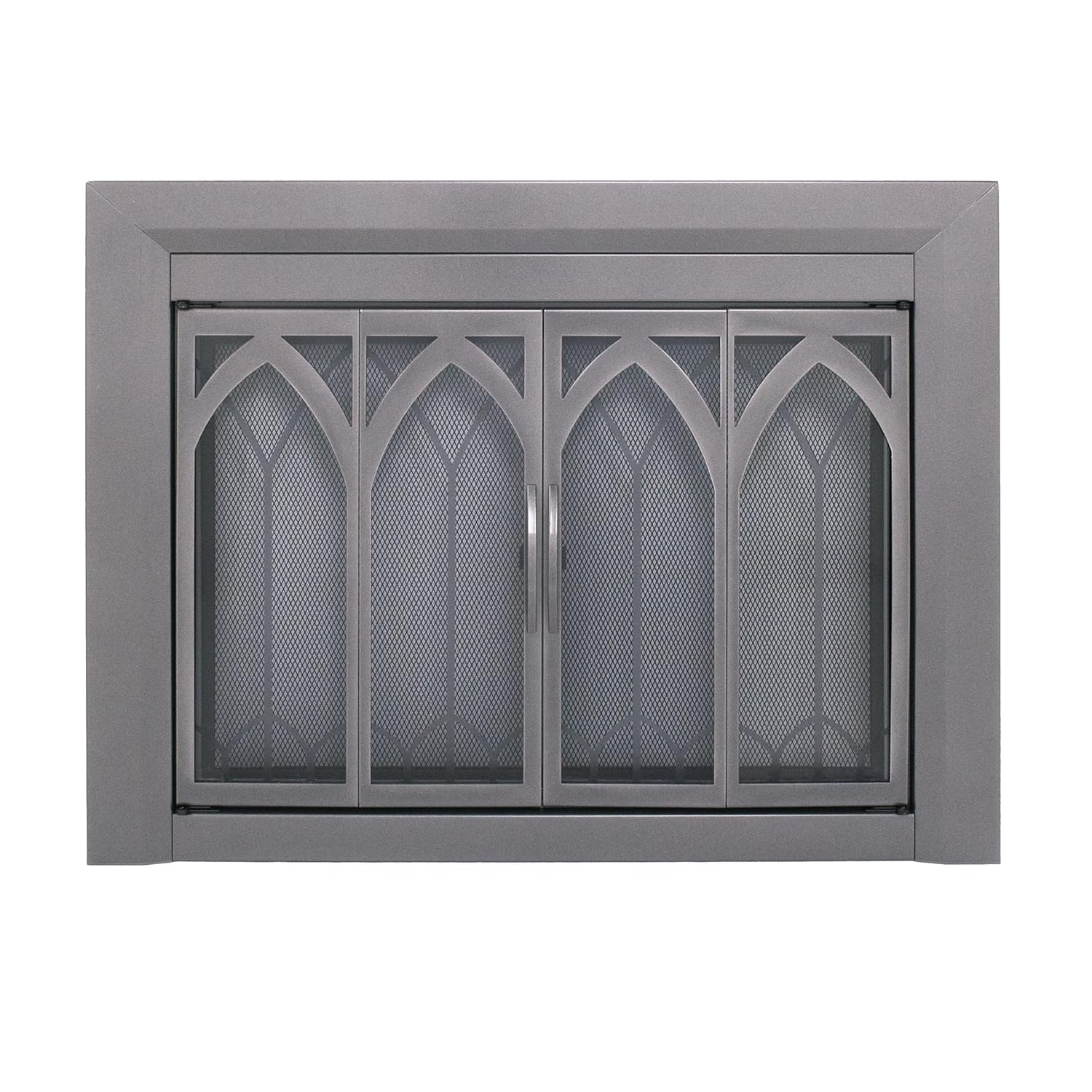 Pleasant Hearth Collin Collection Fireplace Glass Door, Gunmetal - Large