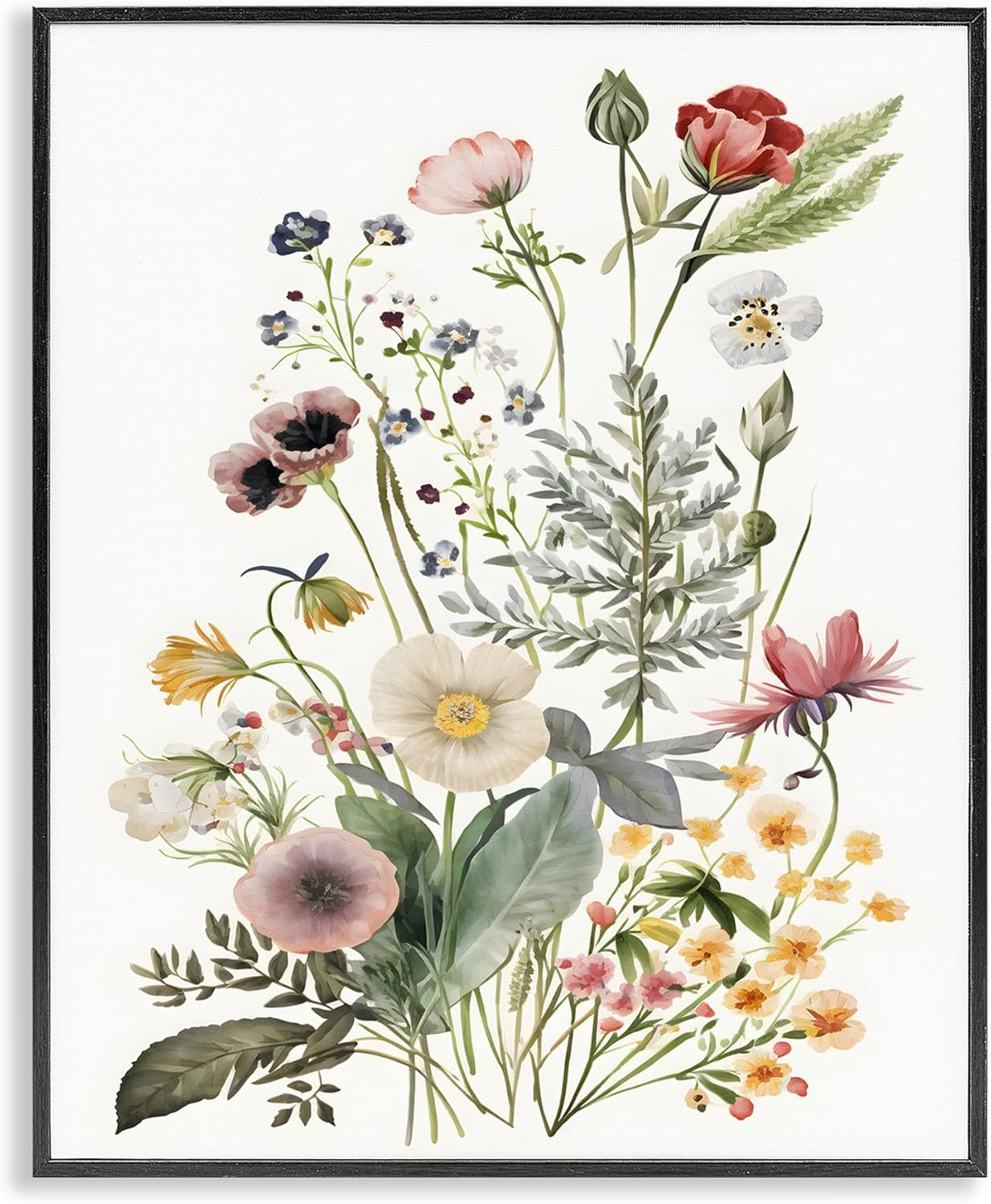 Stupell Industries Subtle Spring Blossoms Botanical & Floral Painting Black Framed Art Print Wall Art, 11 x 14