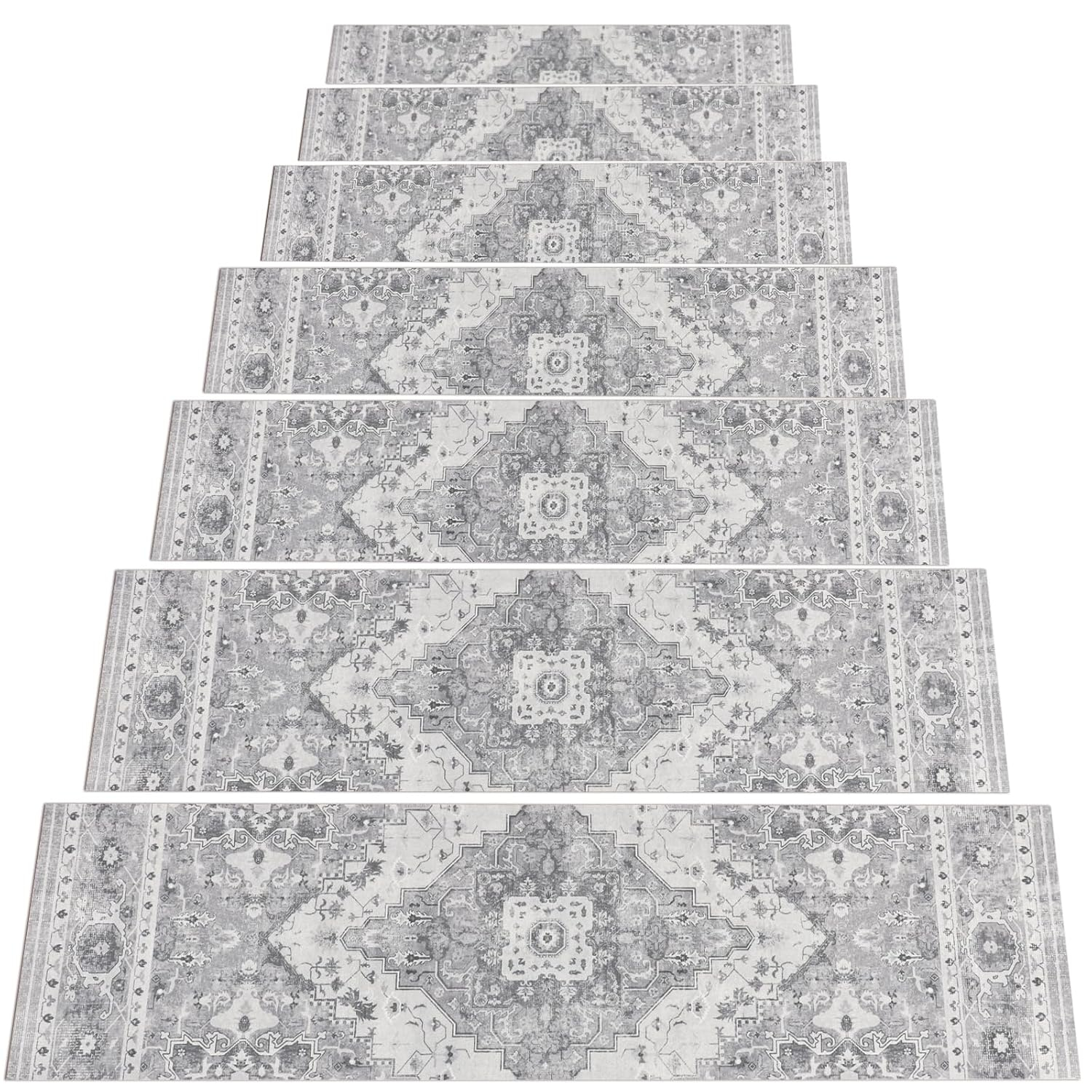 Capslpad Stair Treads Non Slip, 15 Pack 30"X8" Super Non Slip Reusable Staircase Step Treads, Soft Rubber Stair Treads for Wooden Steps, Pets, Elders (Grey)