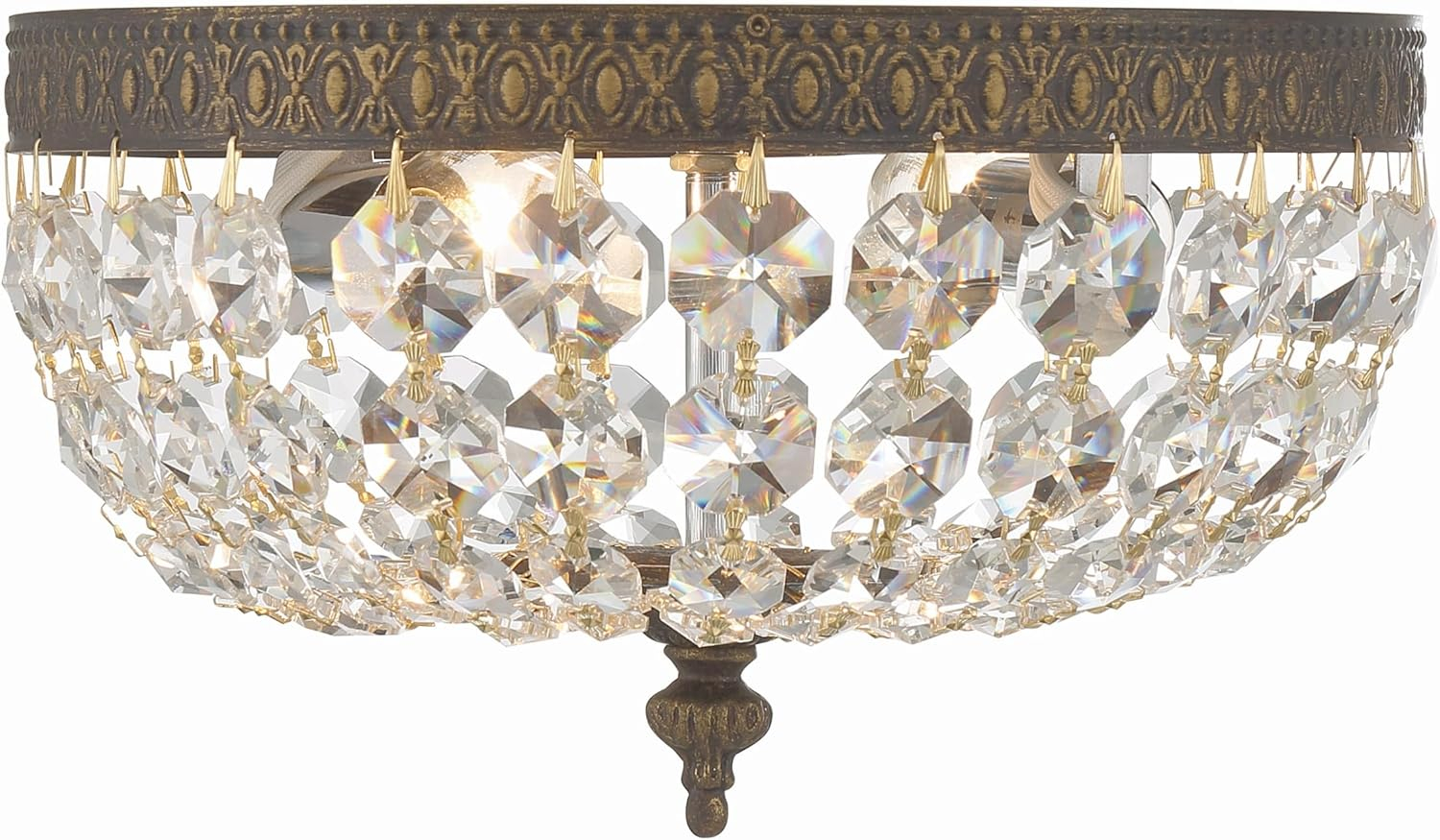 Crystorama 2 Light Clear Italian Crystal English Bronze Flush Mount