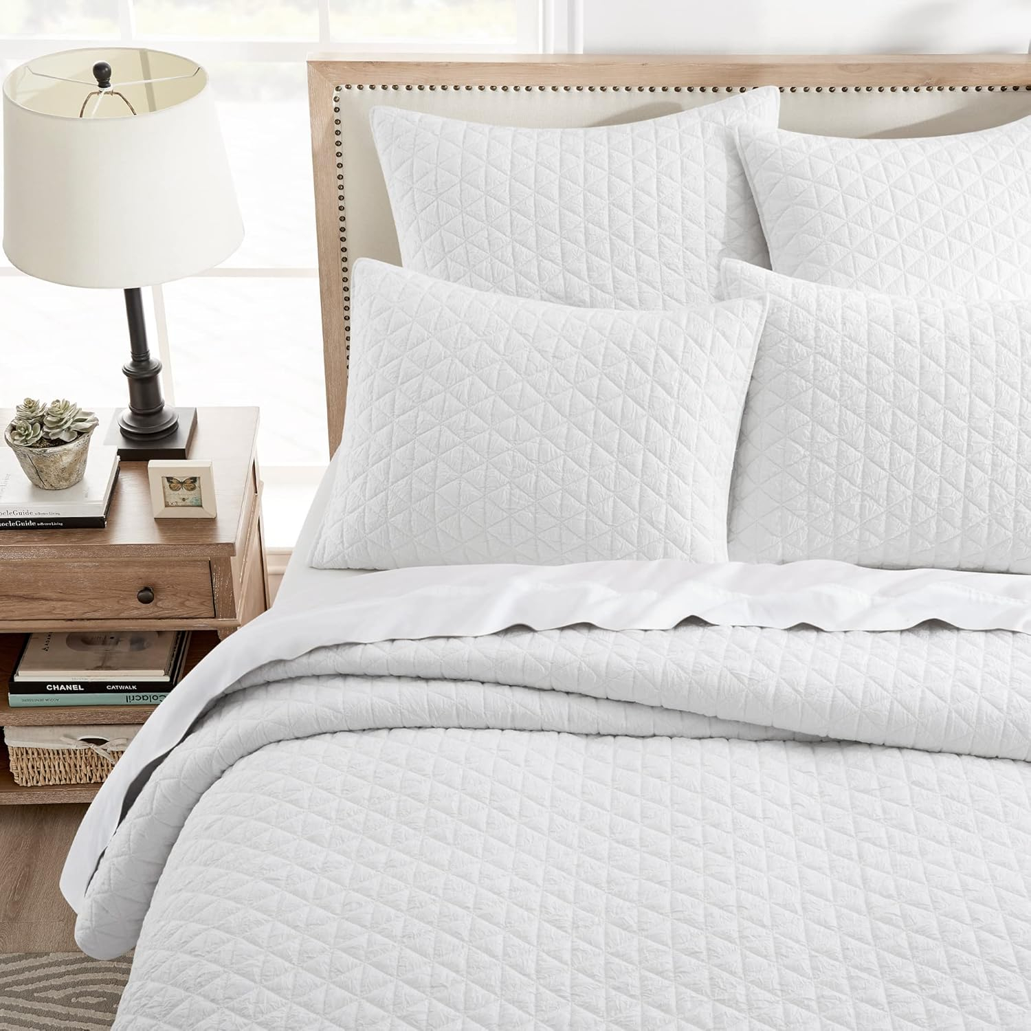 Boho Chic White Microfiber Reversible Euro Sham Set