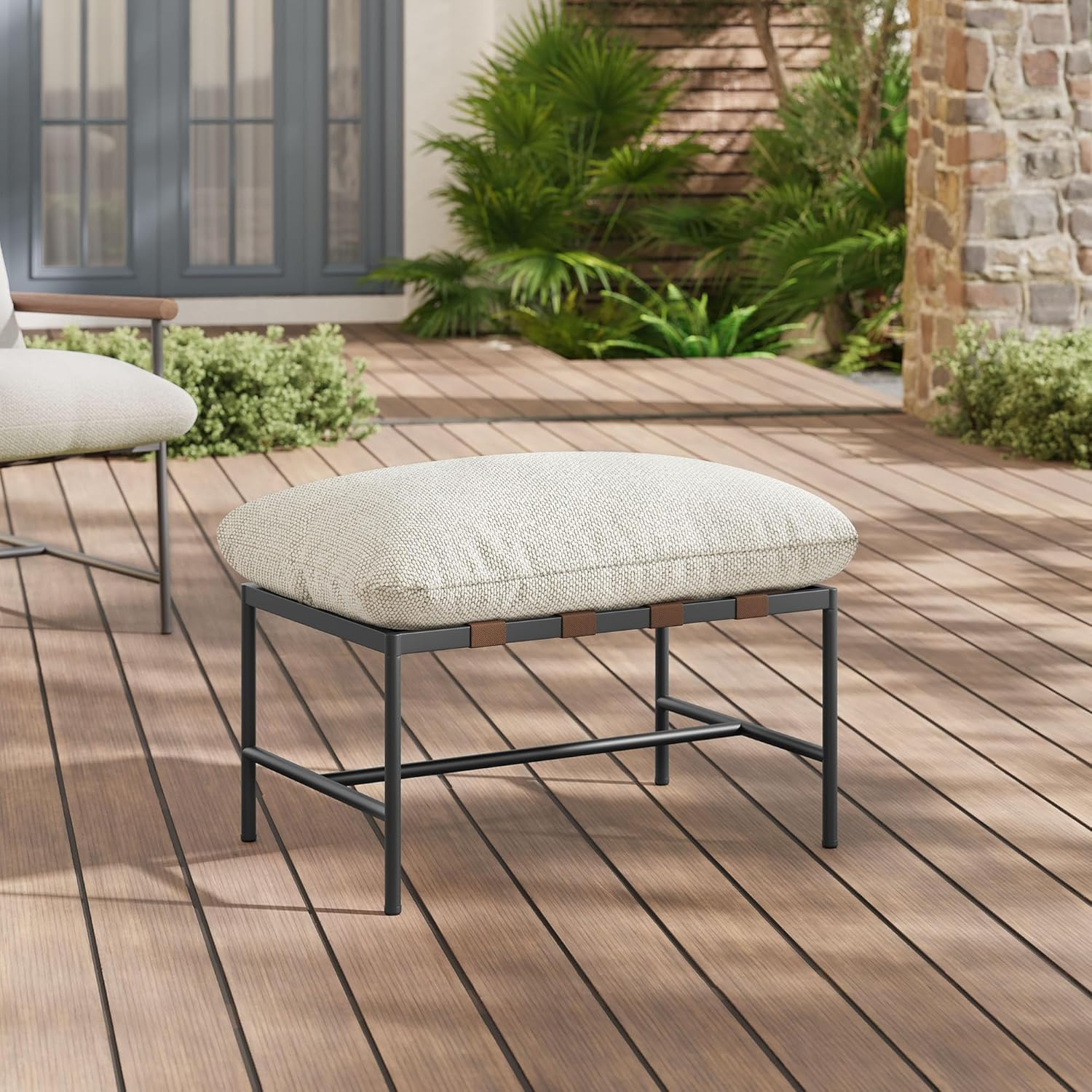 Modway Raya Outdoor Patio Boucle Ottoman in Ivory