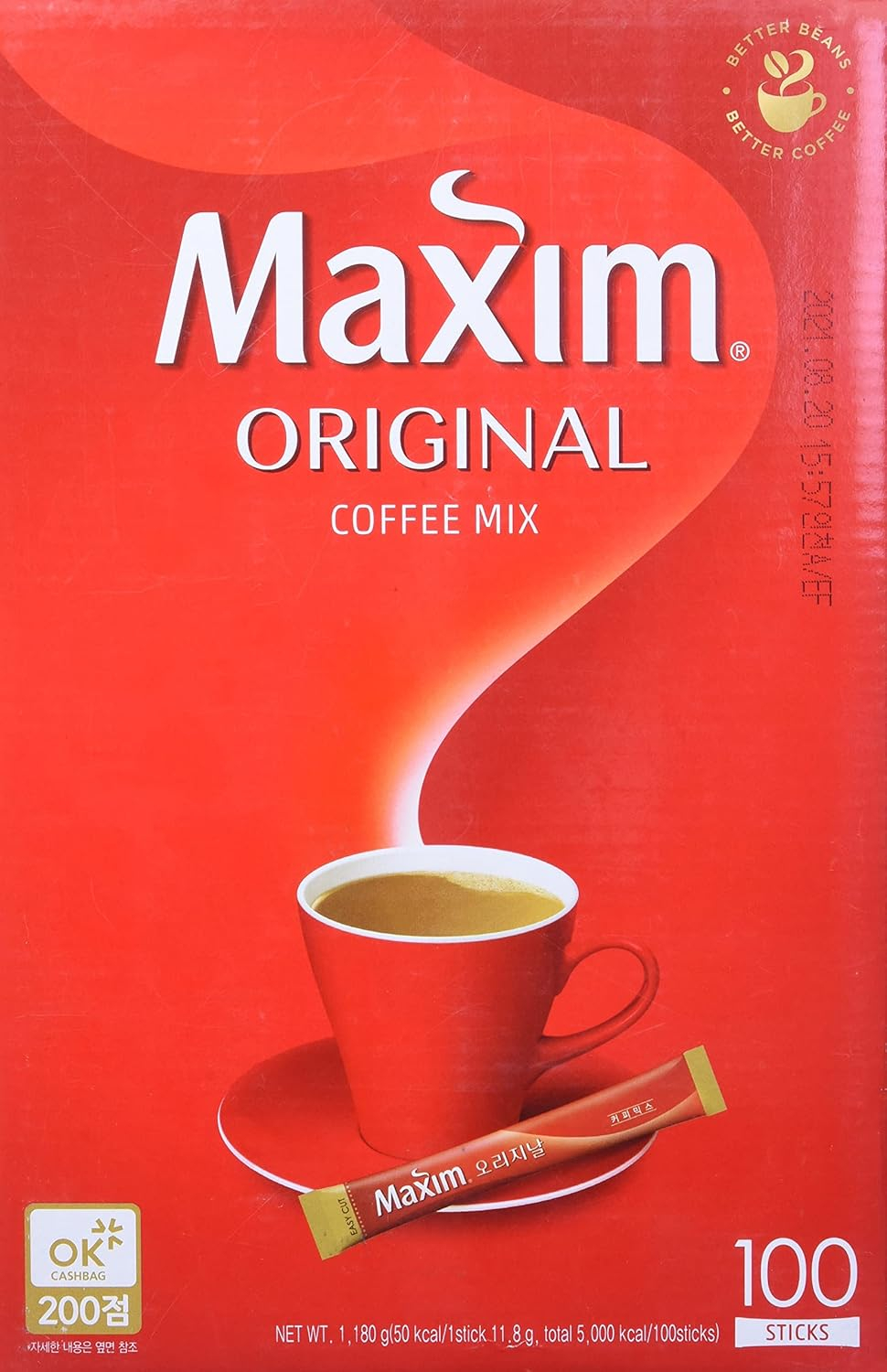 K-Foods Korean Dongsuh Maxim Original Korean Coffee Instant Coffee Mix - 100pks (Original, Mocha) (Original)