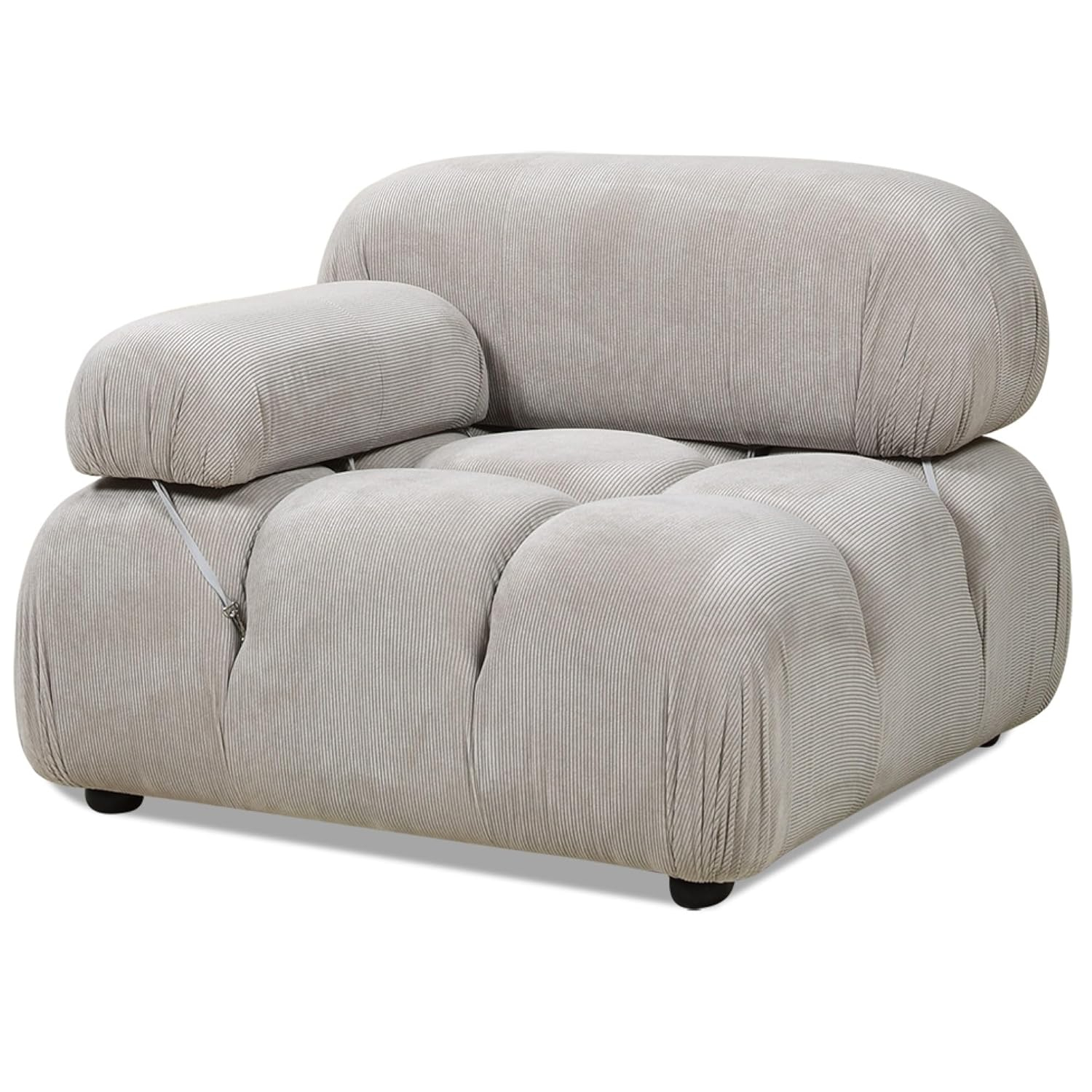 Pebble Gray Corduroy 36" Modular Accent Chair with Wood Frame
