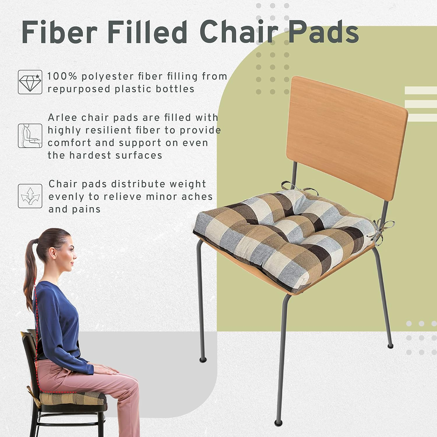 Arlee 16 x 16 in. Buffalo Check Woven Plaid Chair Pad - Set of 4