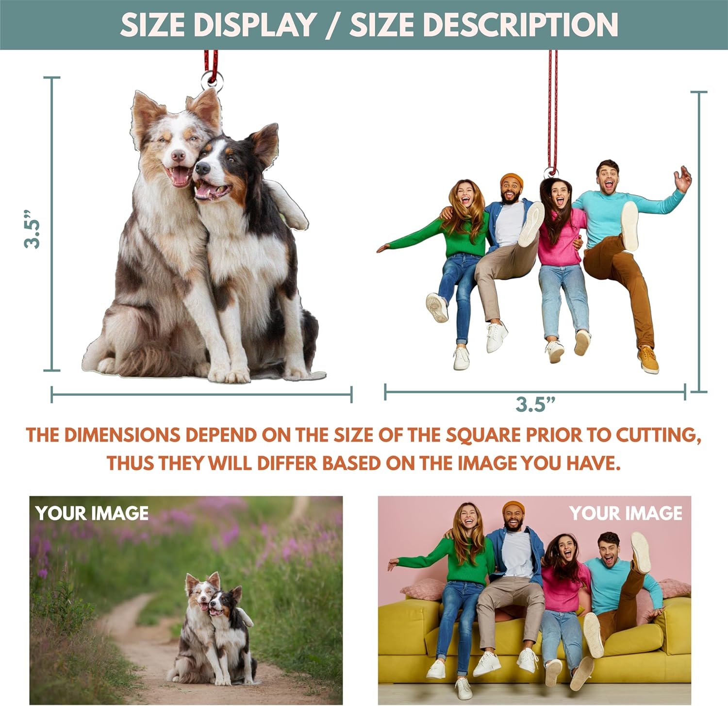 Customization Mill Personalized Your Photo Ornament, Customized 2D Photo Ornaments, Double-Sided Print, Custom Christmas Ornaments, Personalized Christmas Ornaments for Christmas Tree