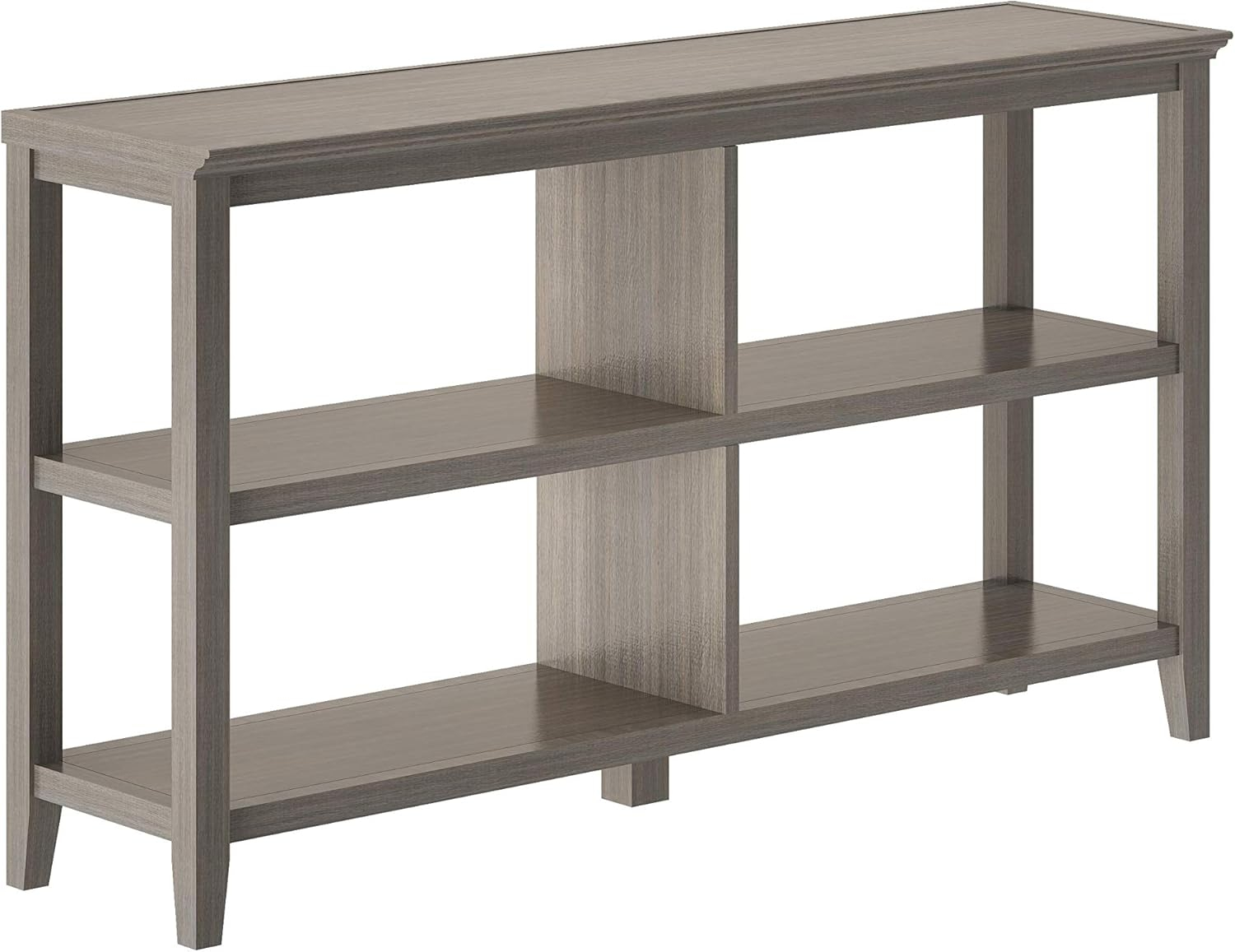 2-Tier Low Wooden Bookcase, Washed Grey