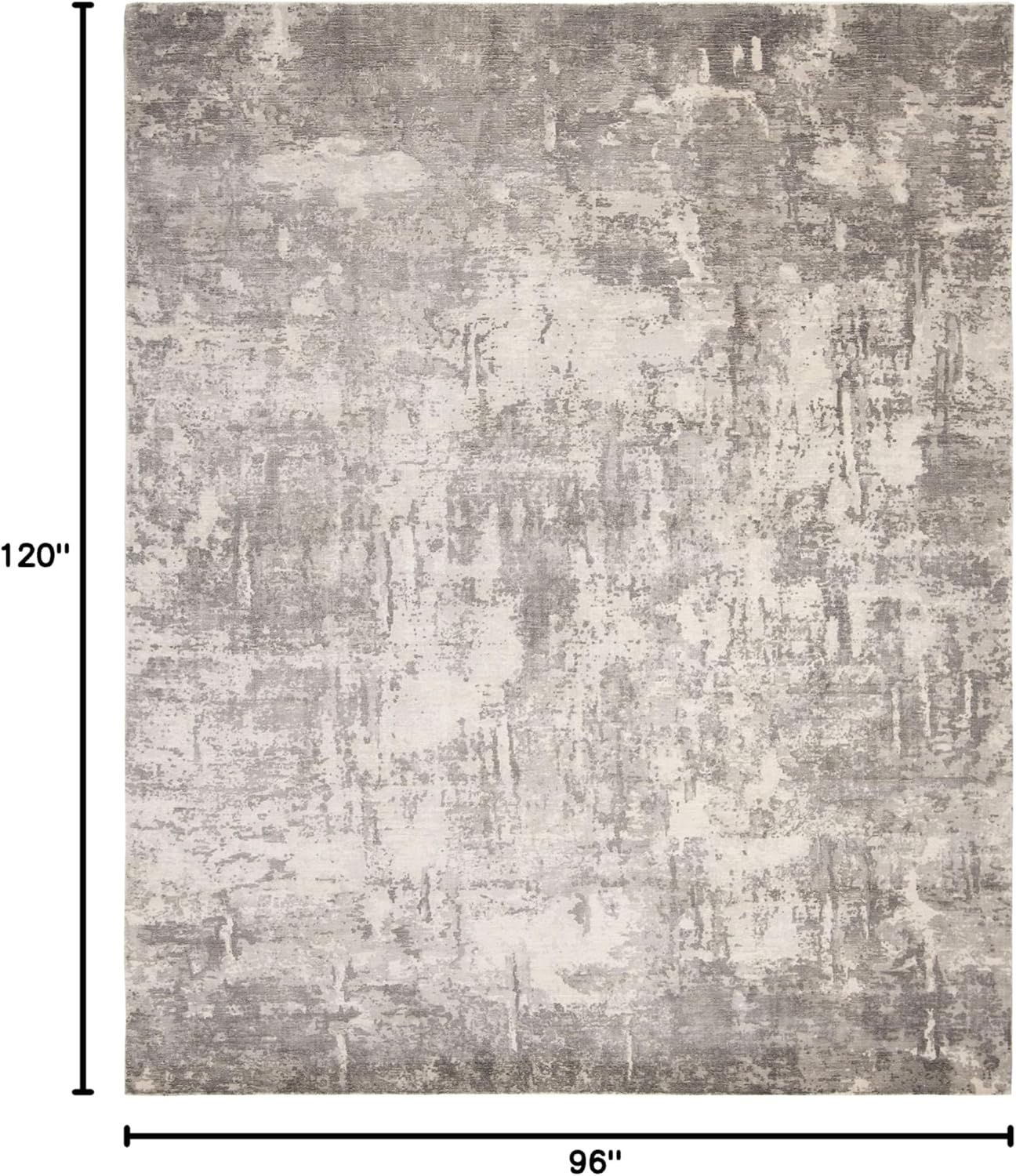 Elysian Abstract Gray Wool & Viscose 8' x 10' Handcrafted Rug