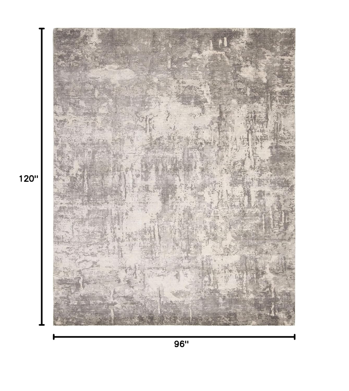 Elysian Abstract Gray Wool & Viscose 8' x 10' Handcrafted Rug