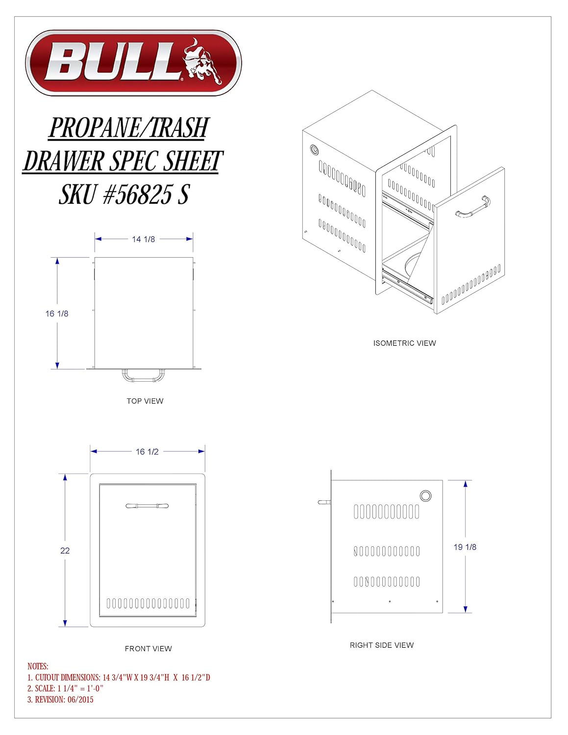 Bull Outdoor Products Stainless Steel Propane Drawer