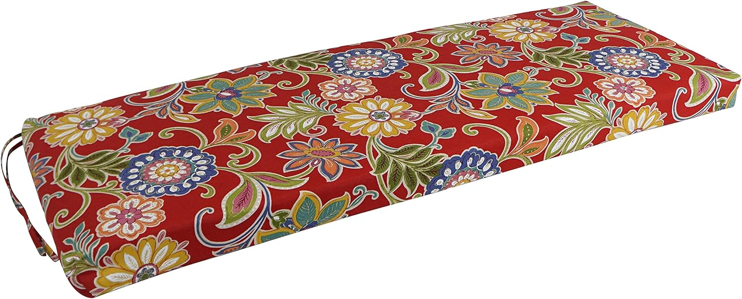 Blazing Needles 54-inch by 19-inch Patterned Outdoor Spun Polyester Bench Cushion 954X19-REO-40