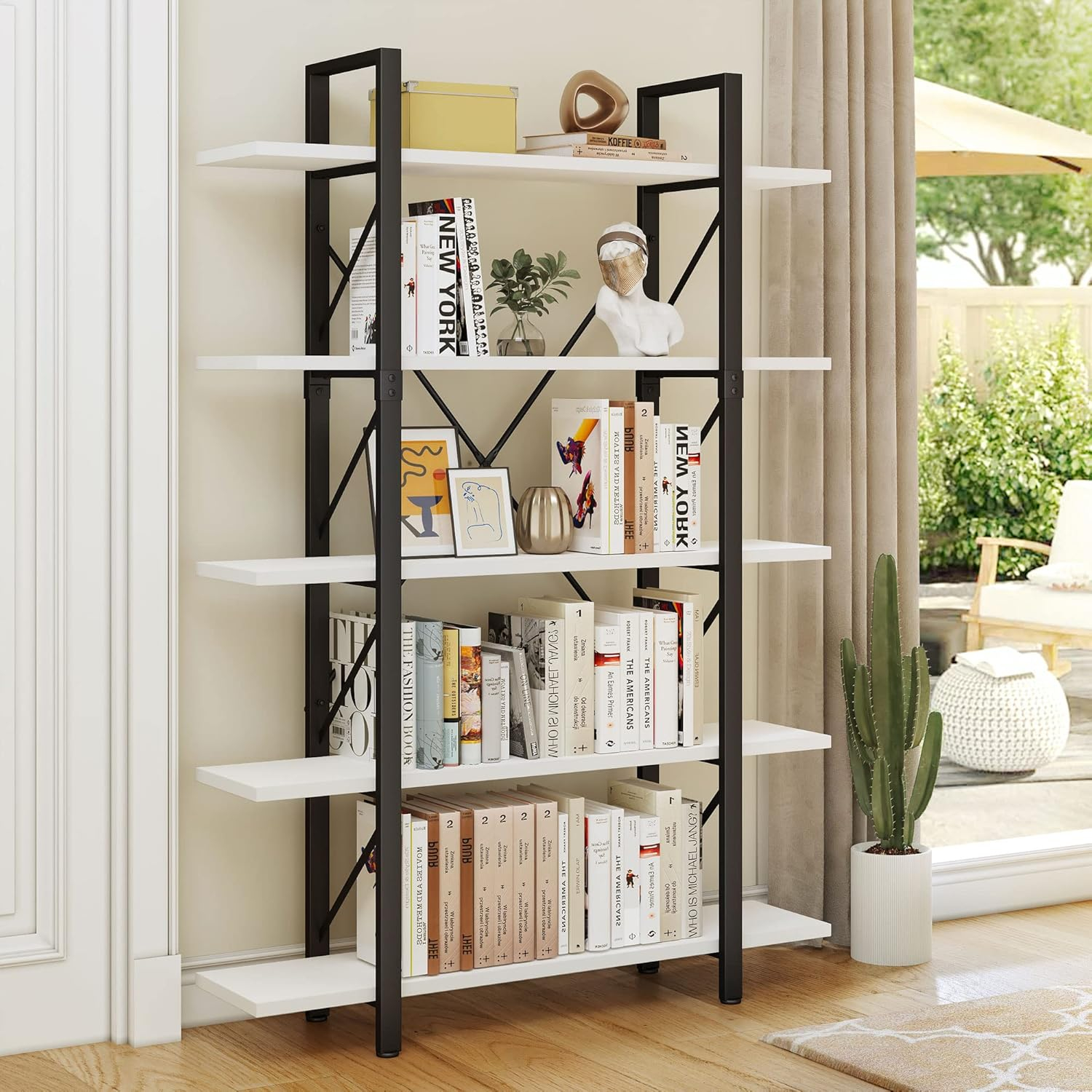 YITAHOME 5 Tier Bookshelf, Freestanding 5 Shelf Bookcases and Bookshelves, Modern Minimalist Furniture Open Display Storage Shelves Books Organizer for Living Room Bedroom Home Office