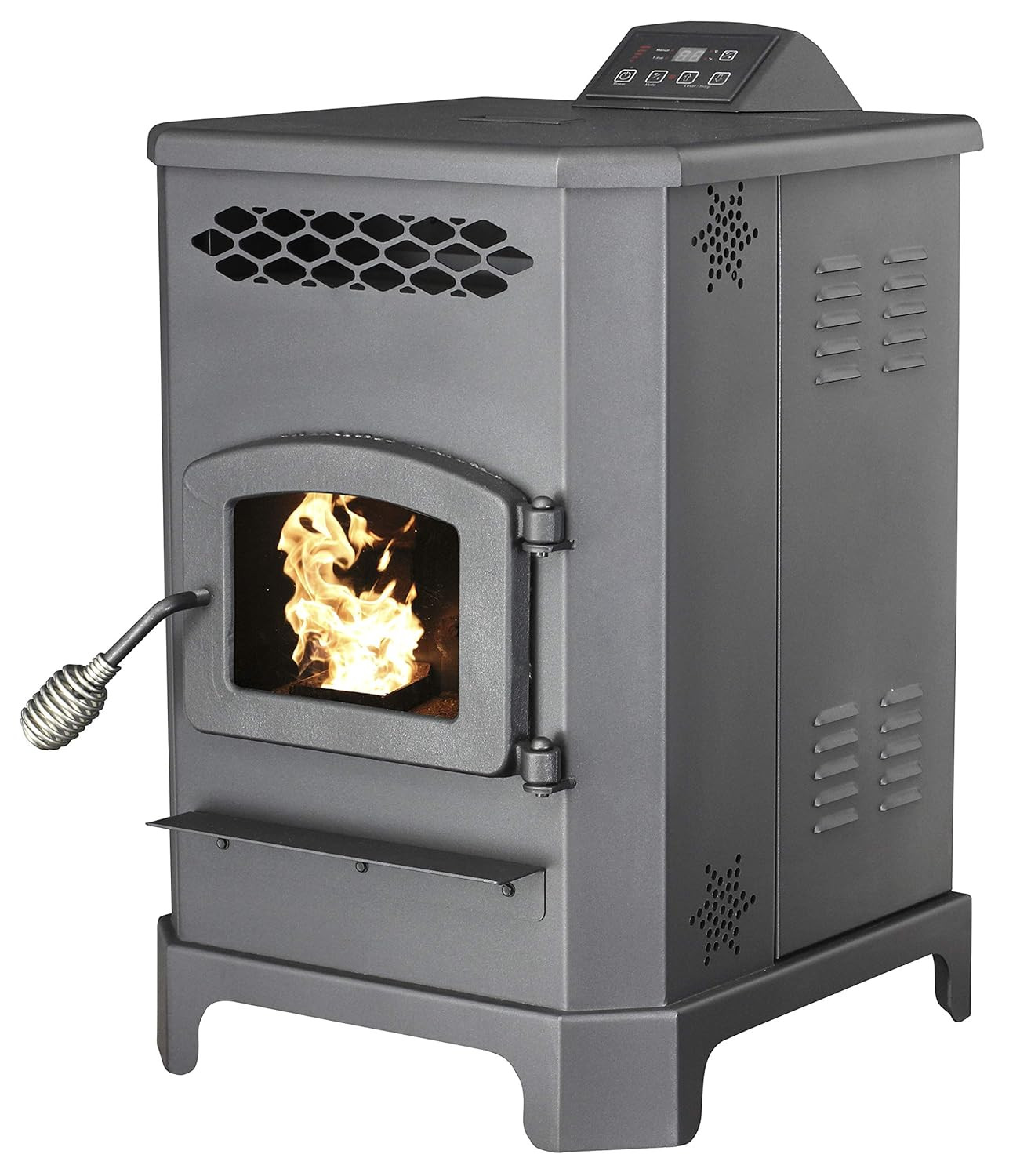 Medium Black Freestanding Pellet Stove with Remote Control