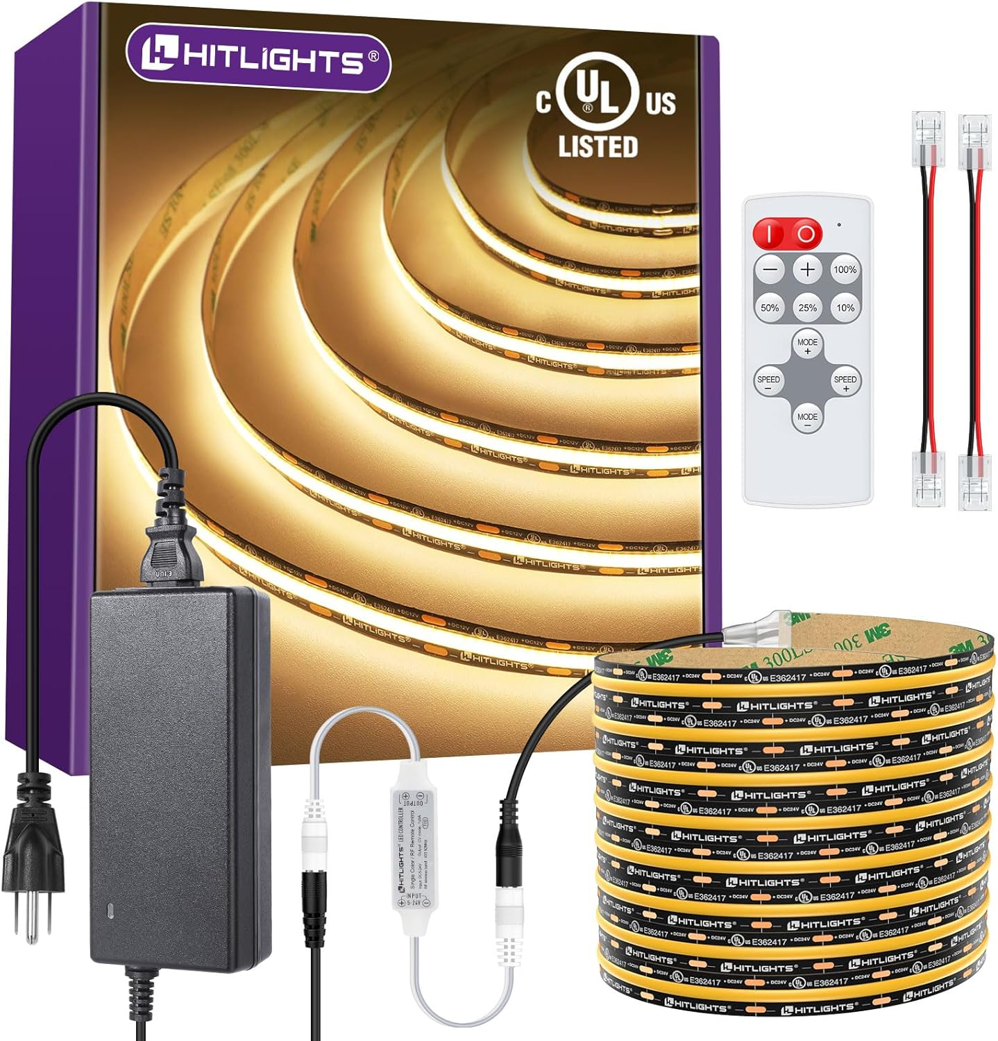 16.4ft Warm White LED Strip Light Kit with Remote