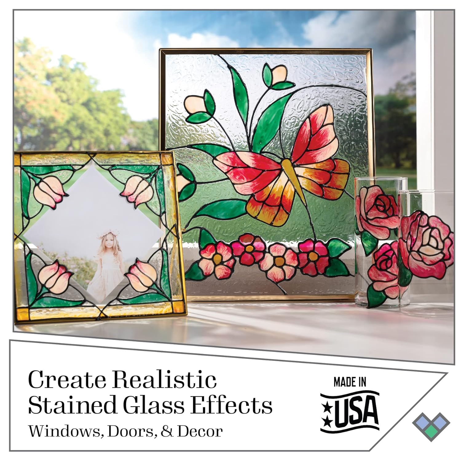 Gallery Glass, Floral Stained Kit, Glass Paint Set for DIY Arts and Crafts, Perfect for Beginners and Artists, 1 Count (Pack of 6)