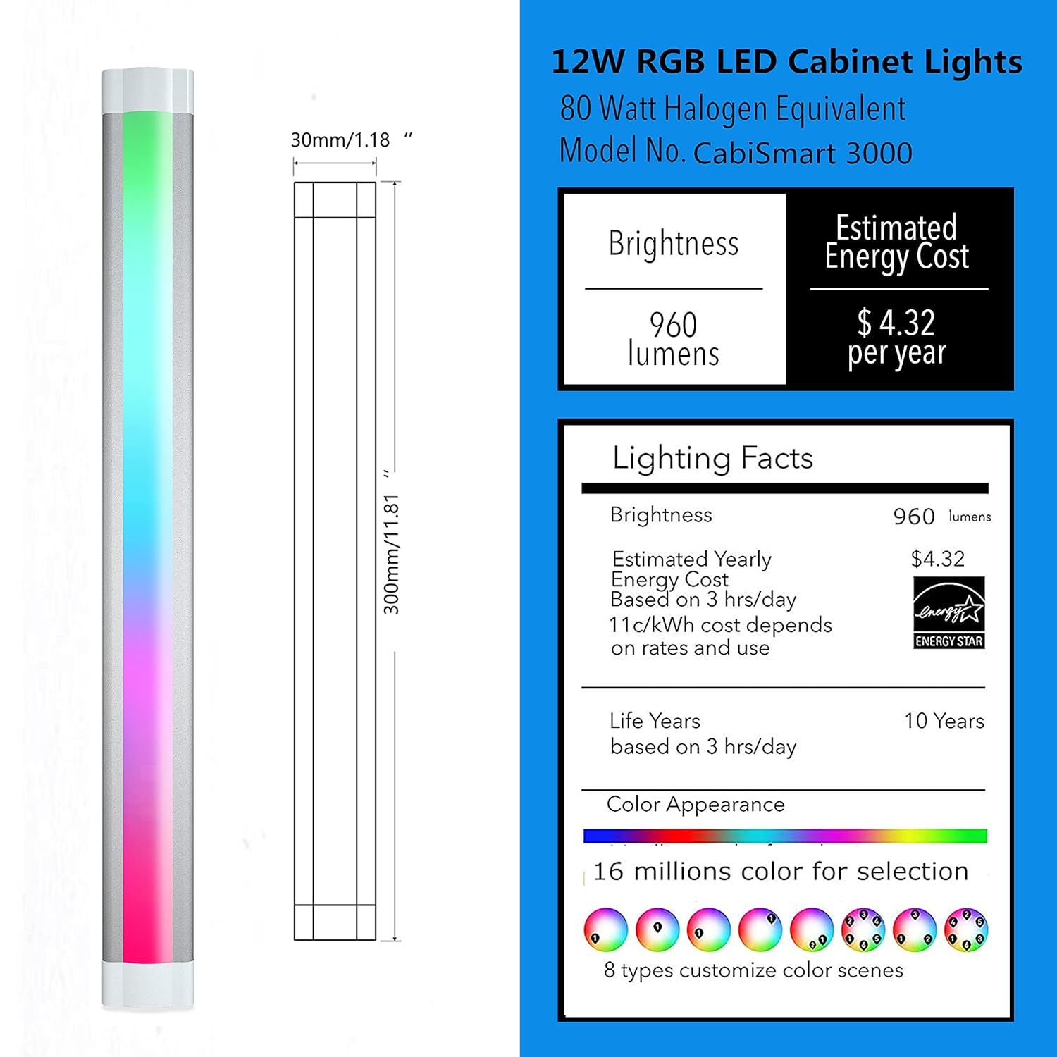 Smart Under Cabinet Lighting Multi Colors LED Strip Lights,Works with Alexa,Google,APP,Music Sync Light Strips for Under Bed,Gaming Room Decor,Kitchen,TV Monitor Backlight,Display Case Wall Light,3PCS