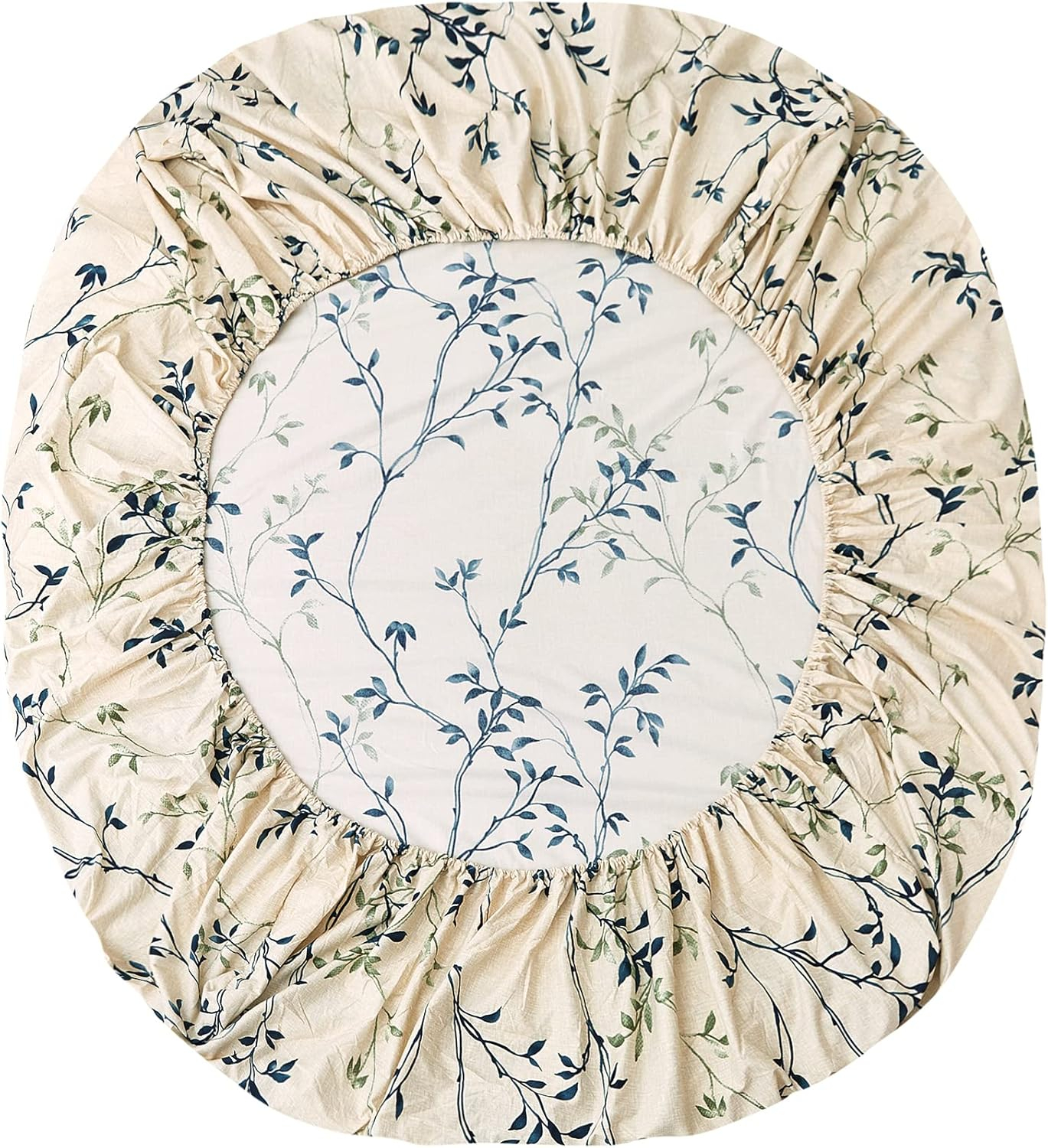 JSD 4 Piece Leaves Printed Sheet Set Queen Size, Soft Summer Leaf Pattern Microfiber Bed Sheets Extra Deep Pocket
