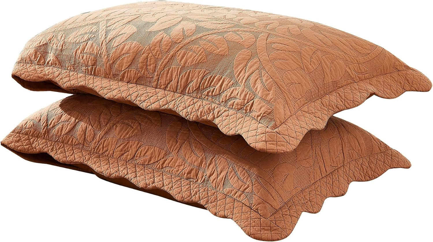 King Size Royal Orange Cotton Embroidered Pillow Shams