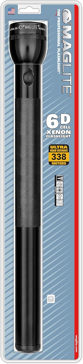 Heavy-Duty Black Aluminum Adjustable Beam Tactical Flashlight