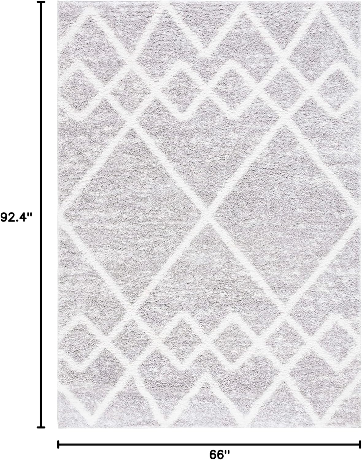SAFAVIEH Berber Shag Lidija Trellis Area Rug, Ivory/Grey, 5'5" x 7'7"