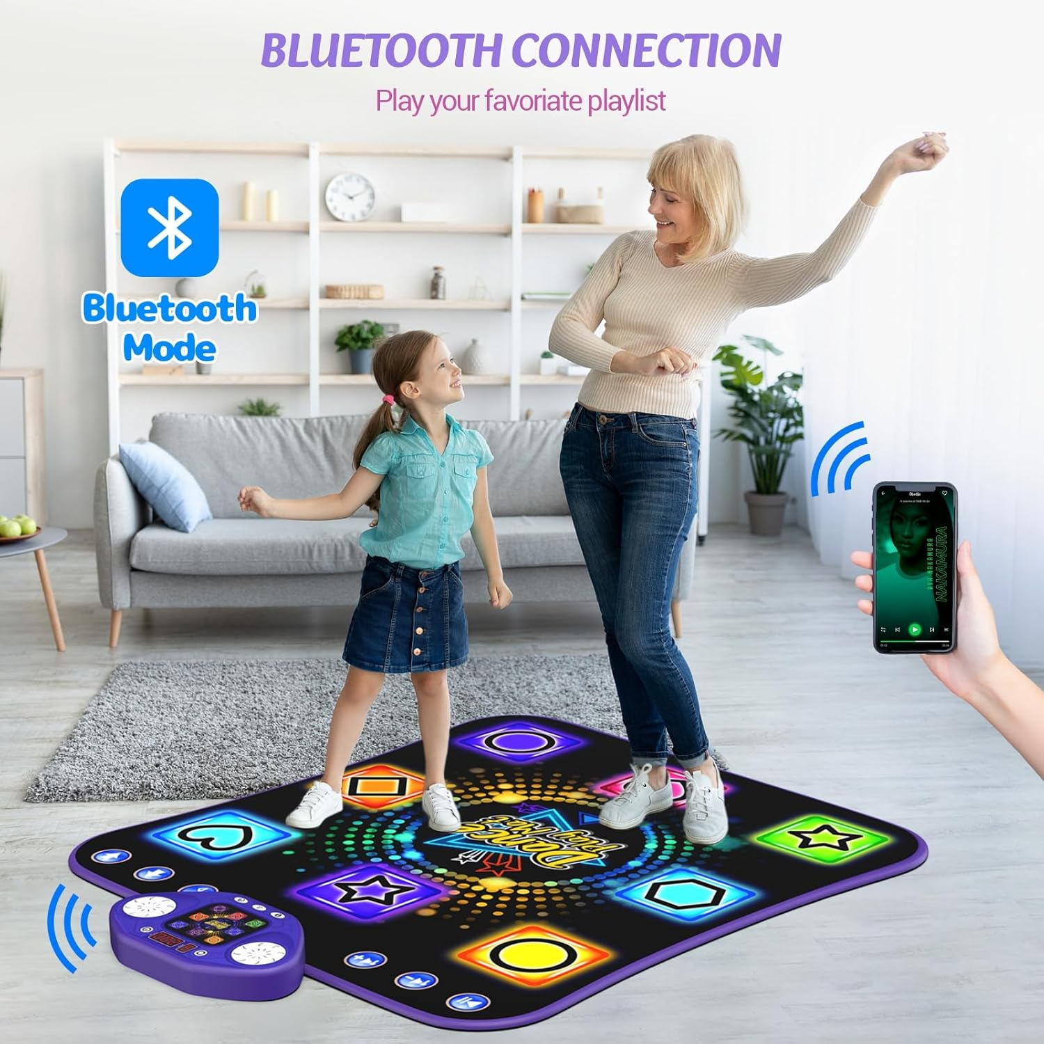 Dance Mat Toys for 3-12 Year Old Girls - Light Up 8 Buttons Dance Mat for Kids Age 4-8 Bluetooth Dance Pad - Kids Toy 8-12 Year Old, Birthday for 3 4 5 6 7 8 9 10+ Year Old Boys Kids