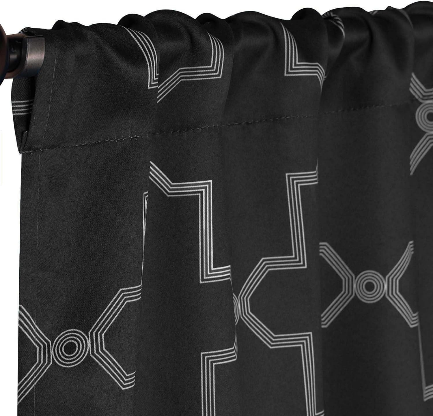 Superior Trellis Blackout Curtains, Rod Pocket, Set of 2, 42" x 84", Black